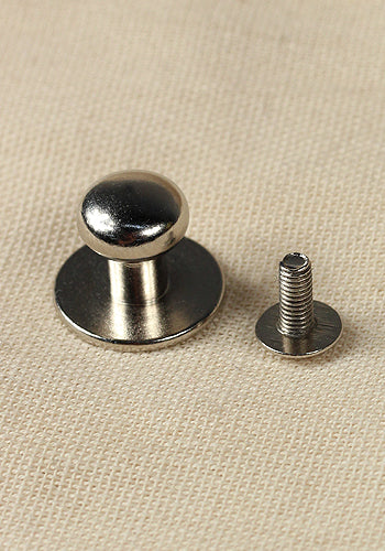 Button Fabric Rivet Button Rivet 5x, 12 x 9,8mm, M3, Brass/Nickel