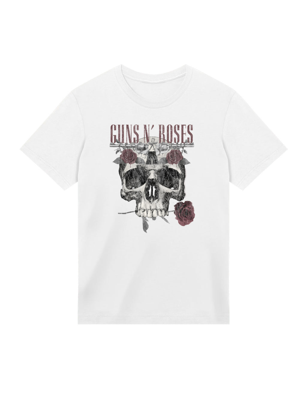 Guns n 'roses Roses Skull avec de vraies blancs | Tee-shirt régulier pour hommes