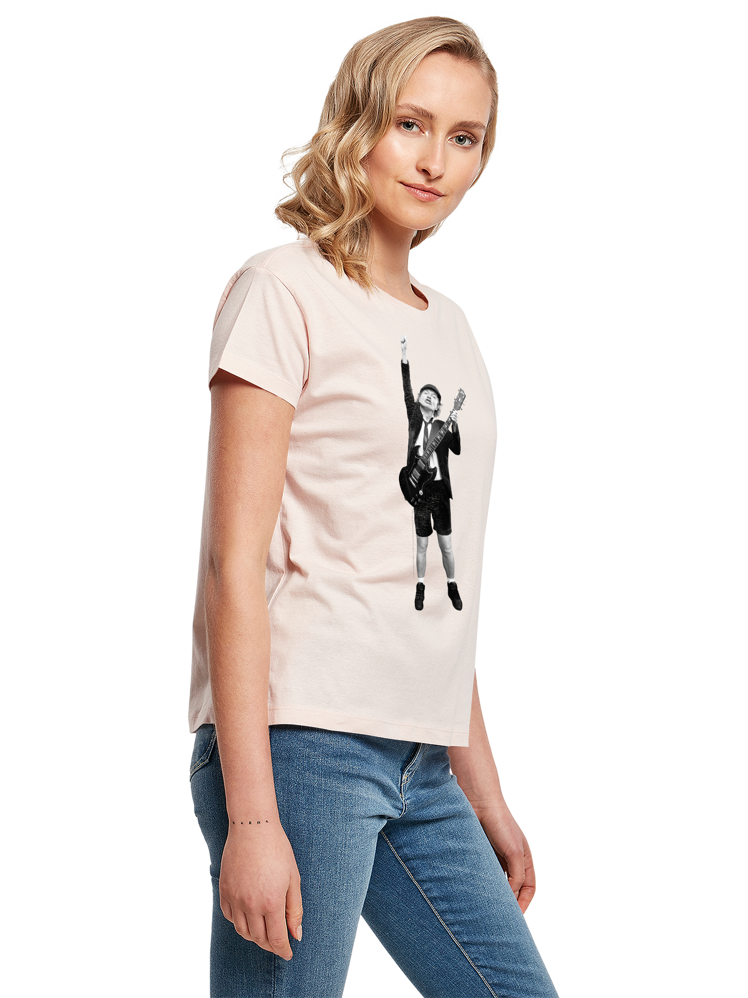 ACDC Angus Young Cut Out with Ladies Box Tee