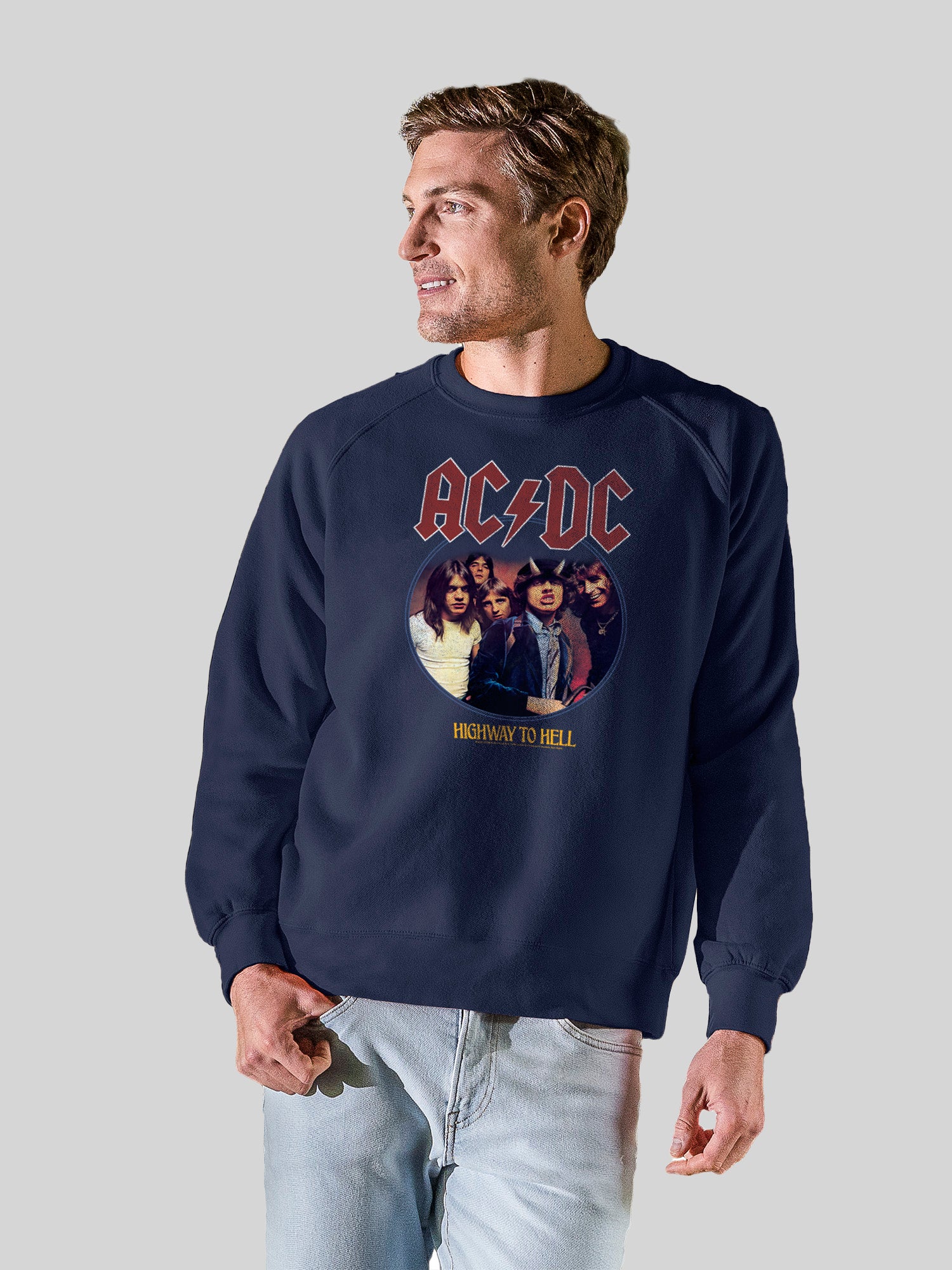AC/DC Highway To Hell Circle with Vintage Fleece Raglan Crew