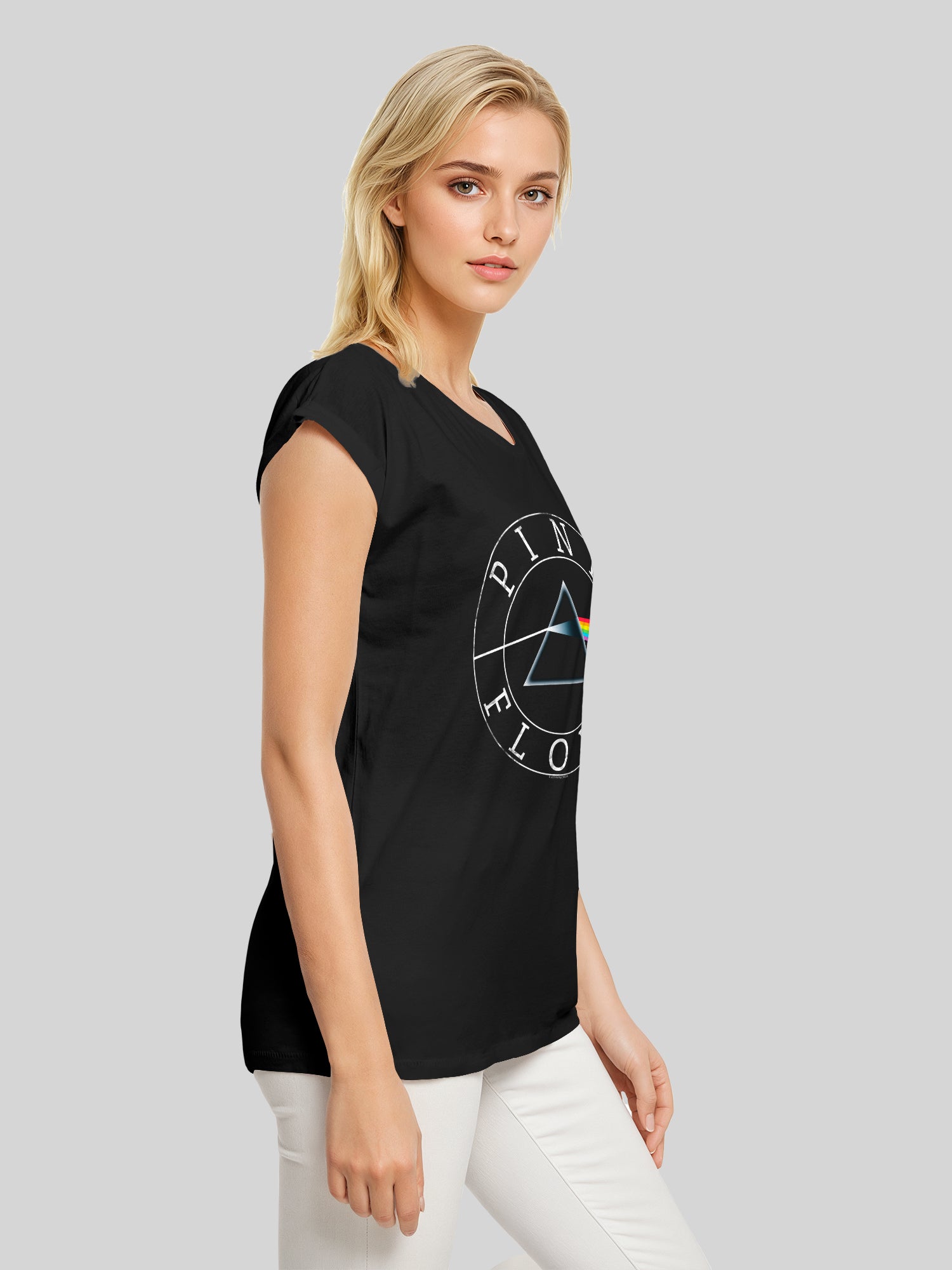 Pink Floyd Prism Circle Logo with Ladies Extended Shoulder