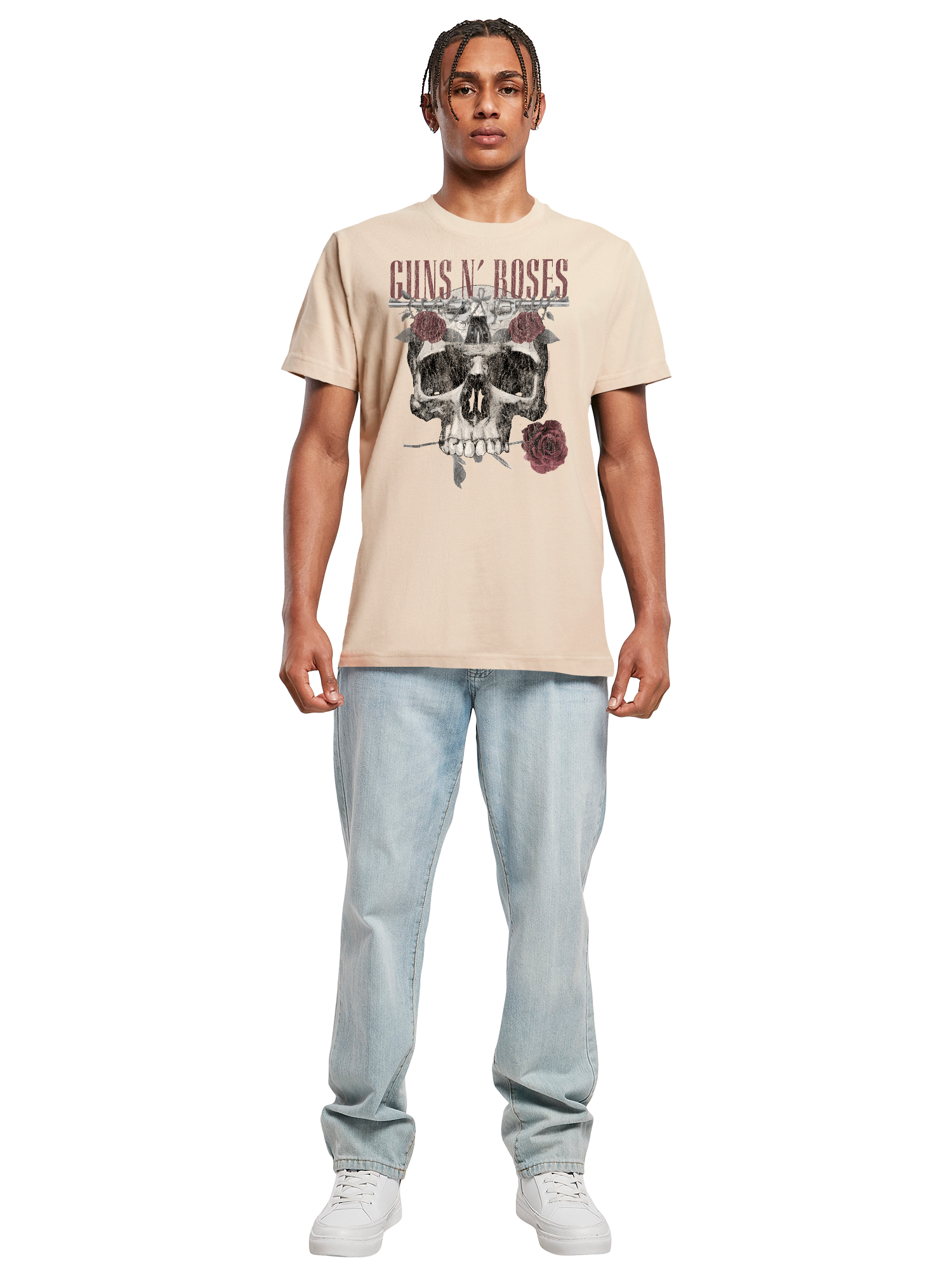 Guns N' Roses Roses Skull with T-Shirt Round Neck
