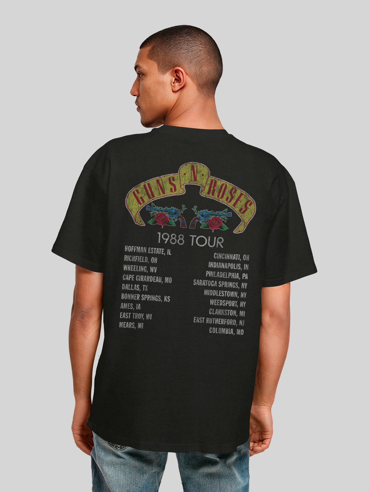 Guns N 'Roses 1988 Tour | Camiseta pesada de gran tamaño
