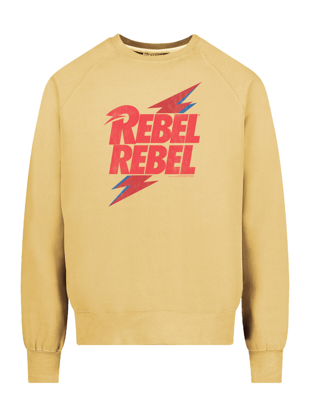 David Bowie Distressed Rebel rebel with Vintage Fleece Raglan Crew
