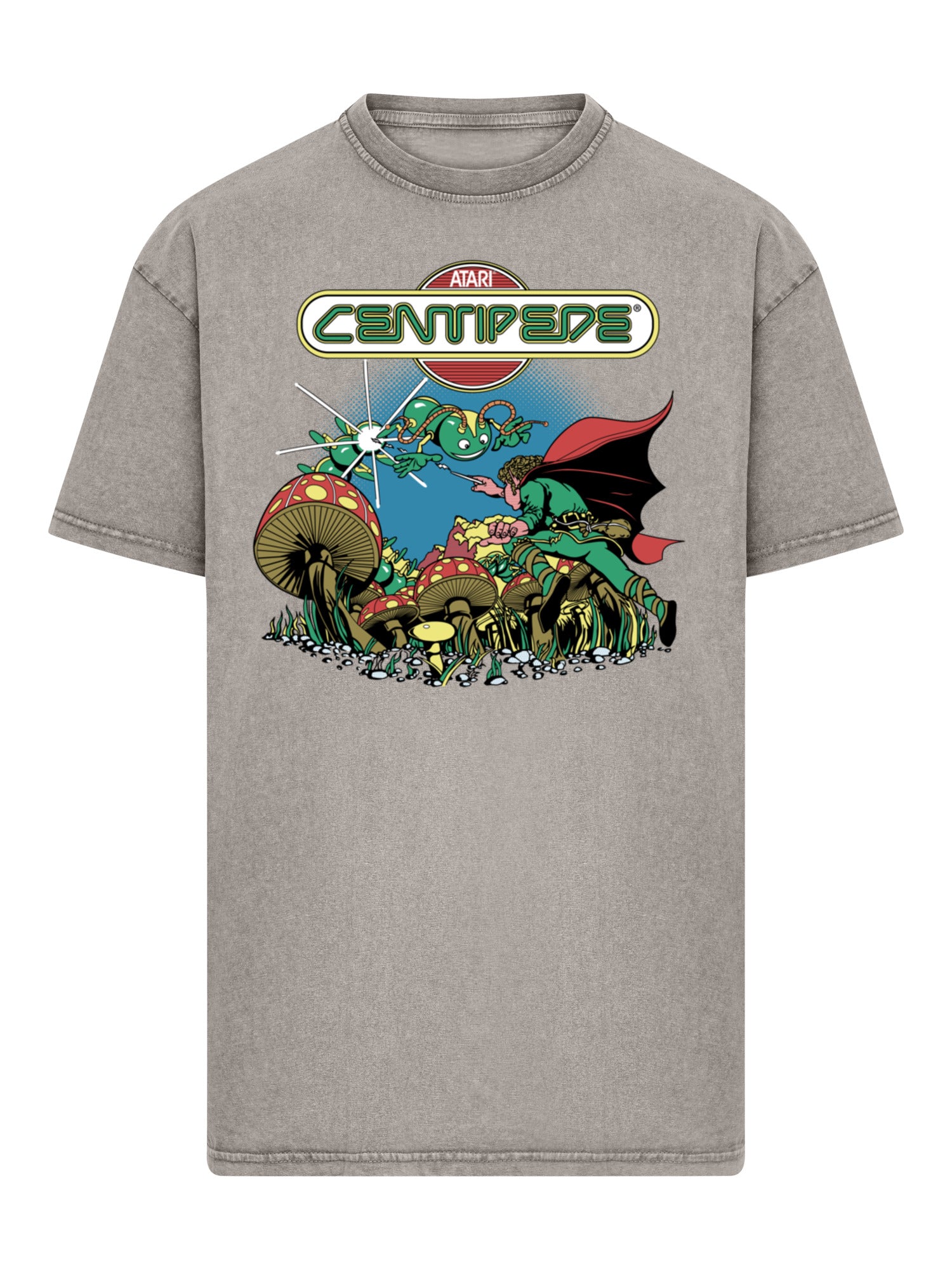 Centipede Atari Retro Gaming with Acid Washed Heavy Oversize Tee