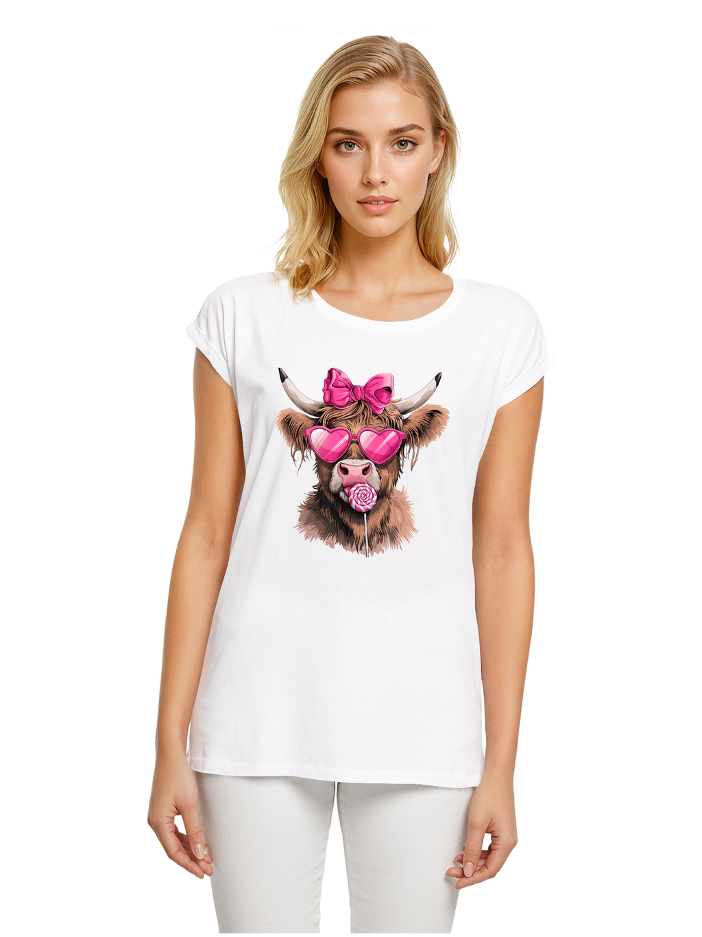 Highland Cow Valentine's Day Gift Ladies T-Shirt