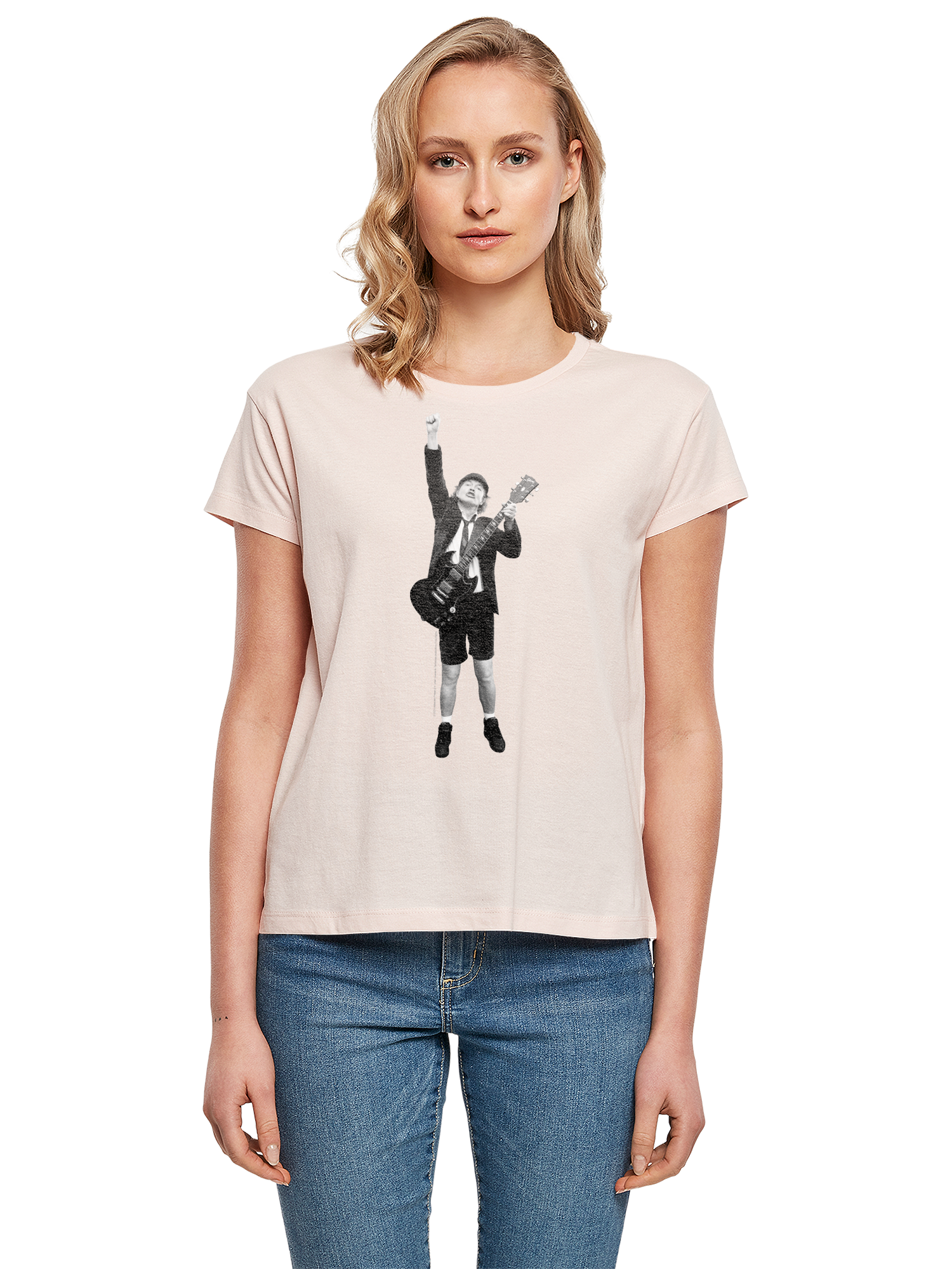 ACDC Angus Young découpe avec des dames t-shirt