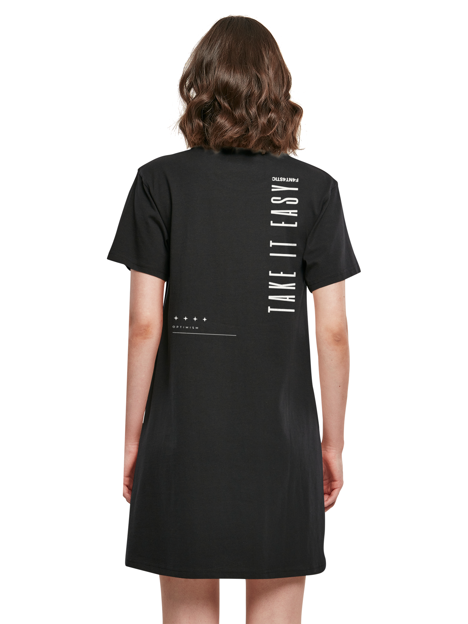 Damen T-Shirt Kleid mit Aufschrift „Take It Easy“