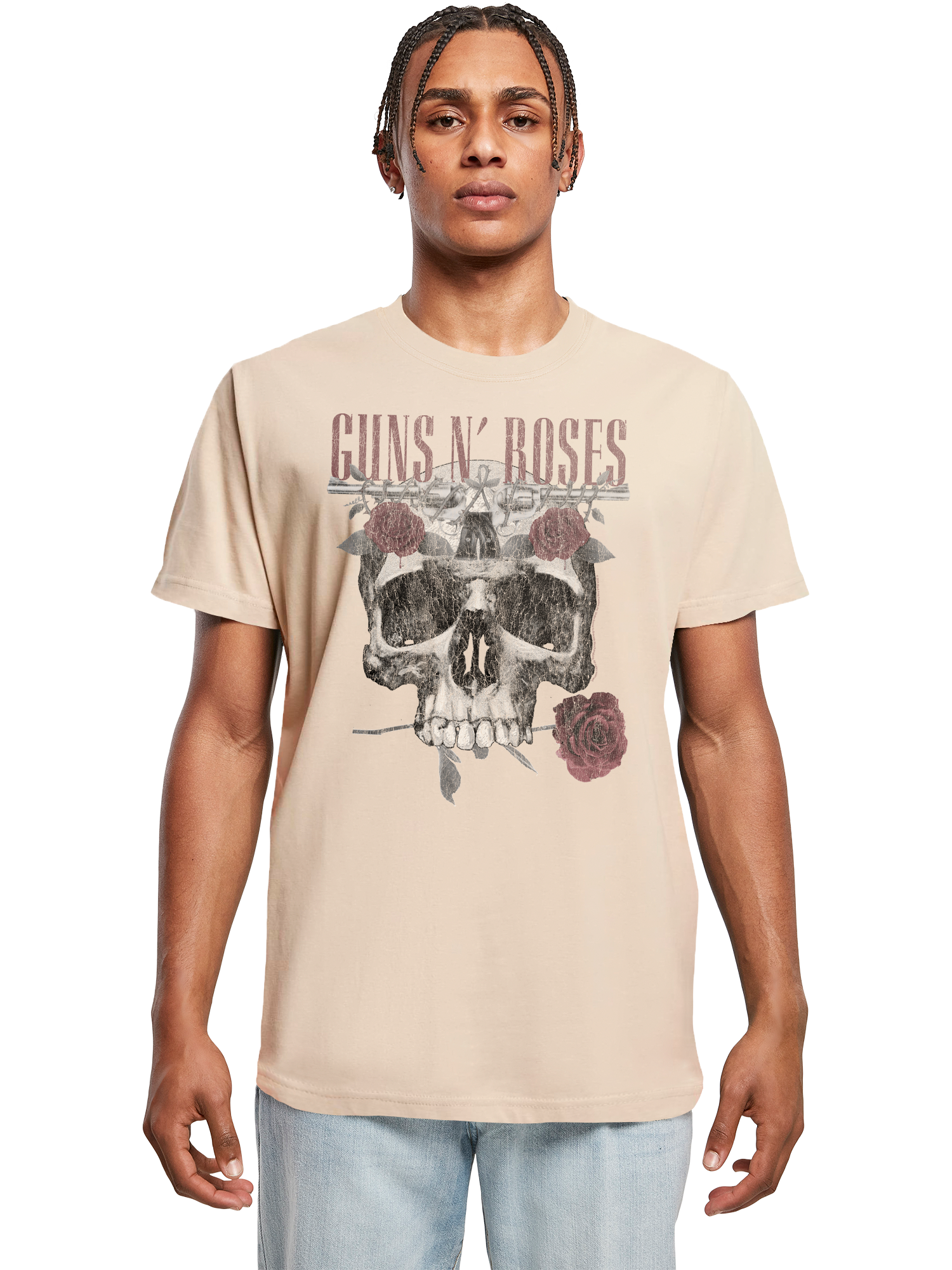Guns N' Roses Roses Skull with T-Shirt Round Neck