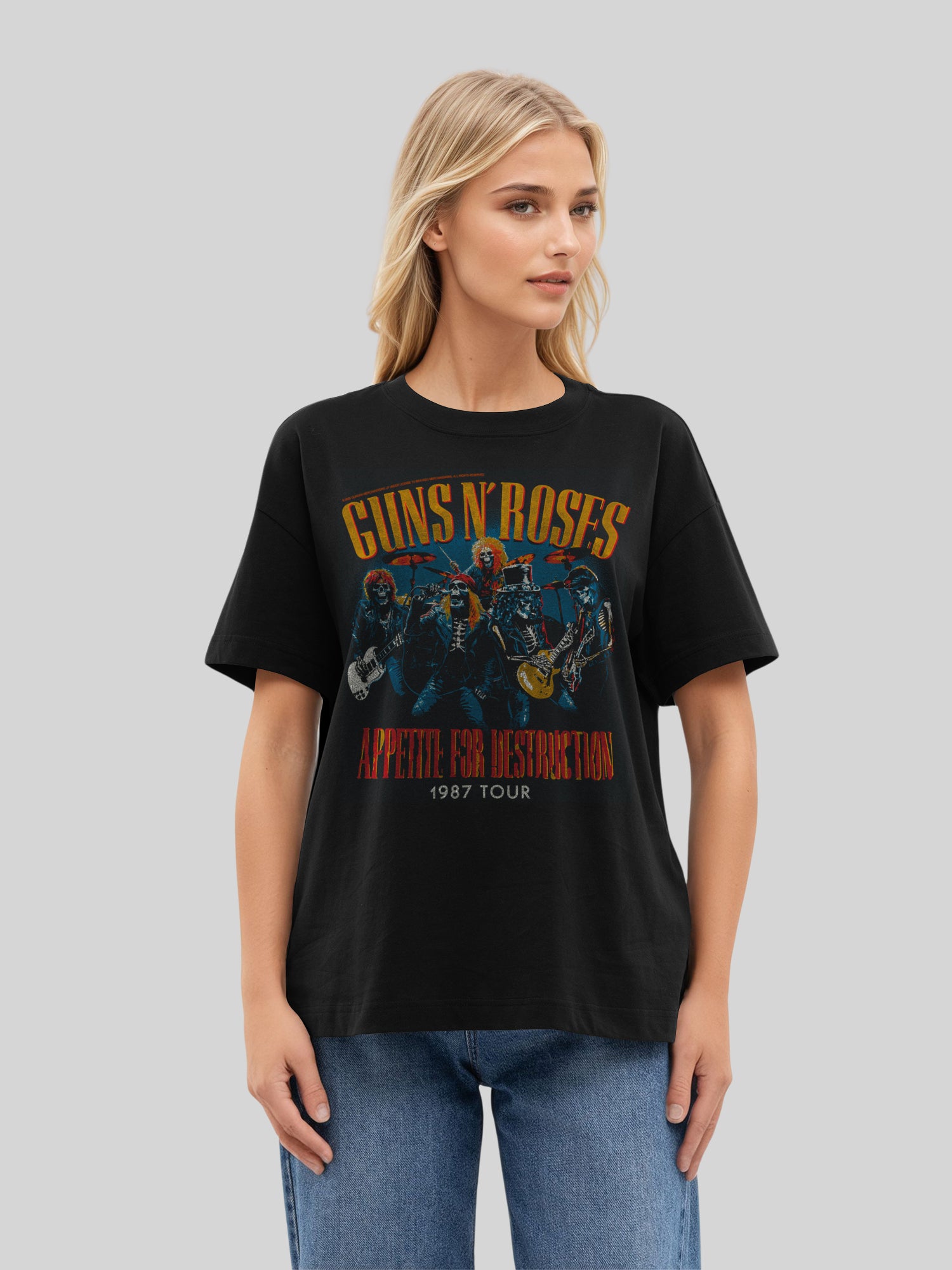 Affiche de concert vintage de Guns N 'Roses 1987 | Tee surdimensionné pour femmes