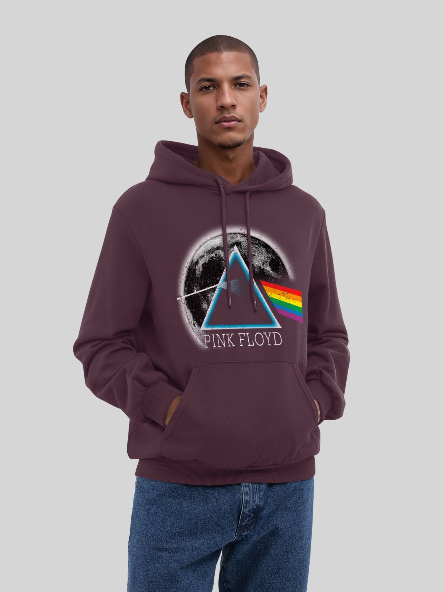 Pink Floyd Dark Side of The Moon Distressed Moon with True Blanks | Mens Regular Hoodie