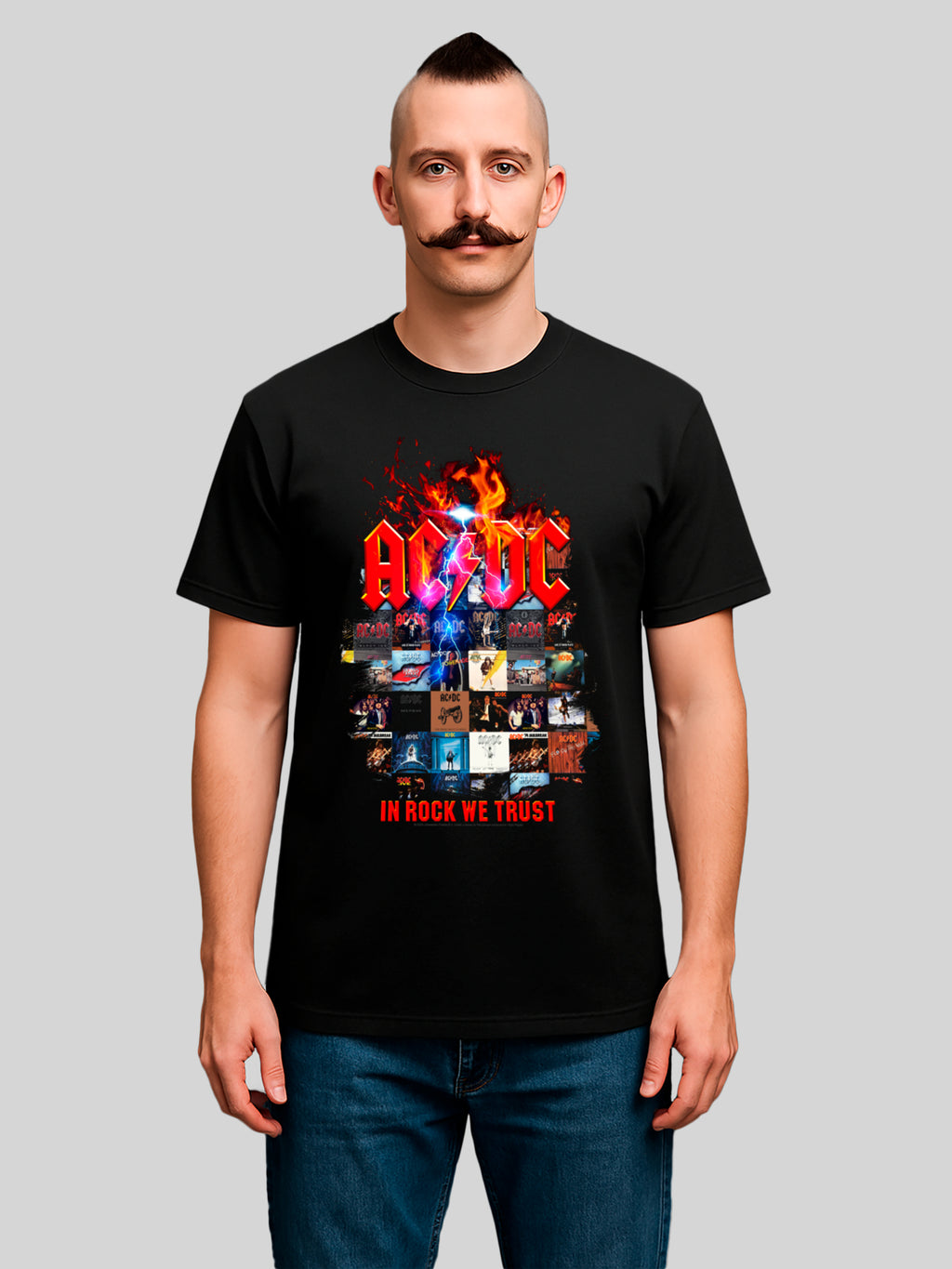 AC/DC In Rock We Trust Album Covers Men's Organic T-Shirt