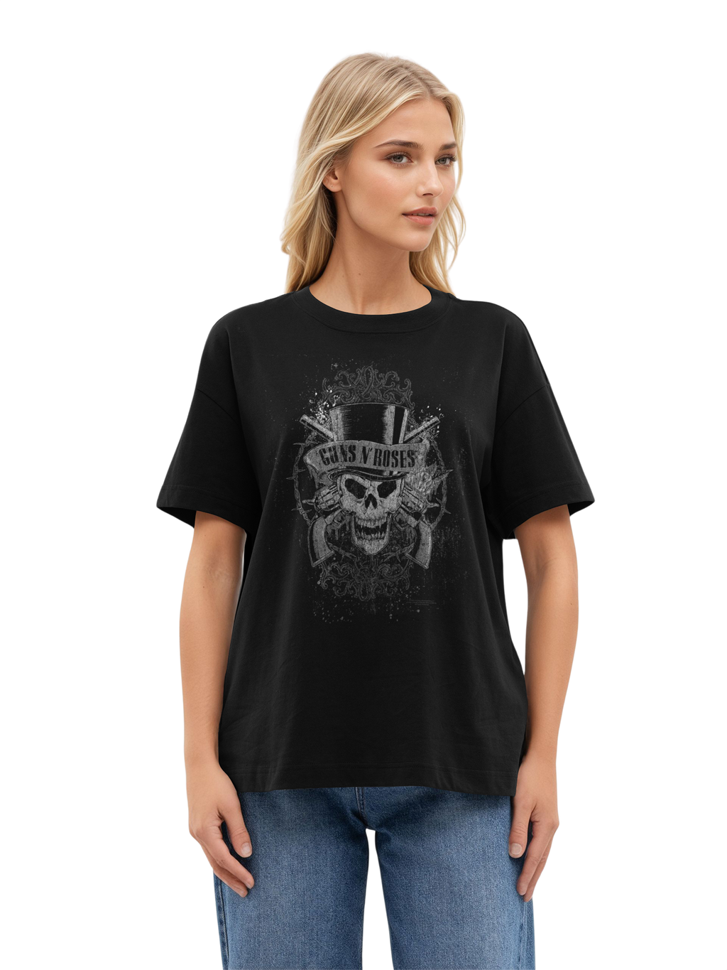 Guns 'N' Roses Faded Skull | Womens Oversized Tee