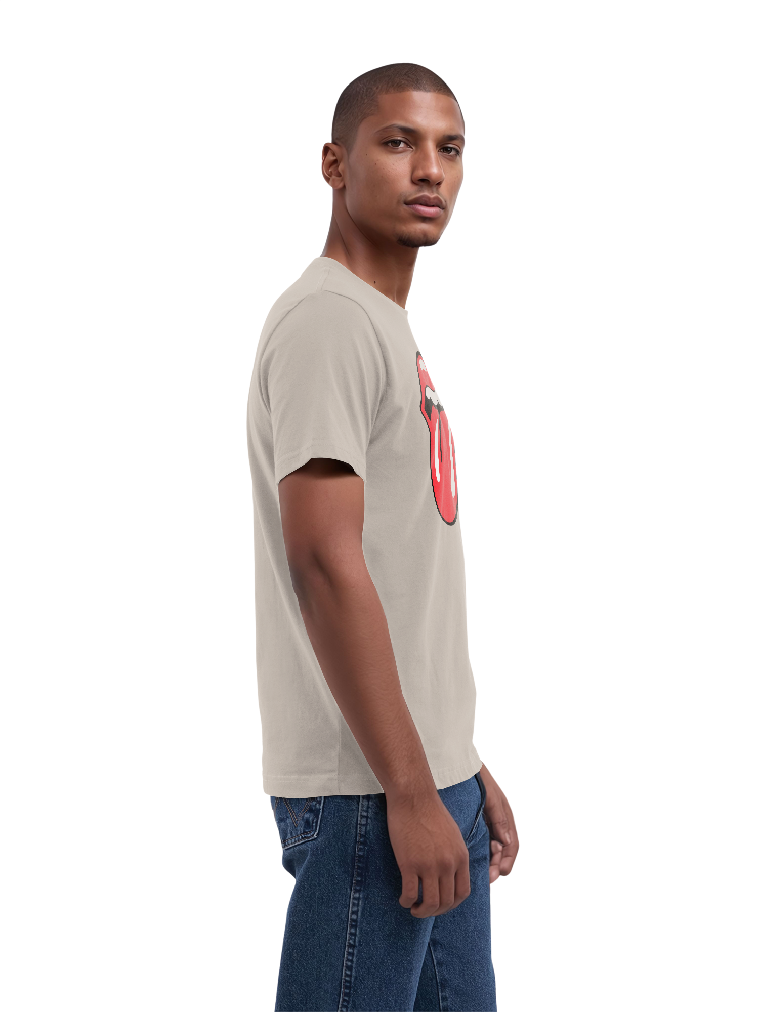 The Rolling Stones Classic Tongue Blk con Blanks verdaderos | Camiseta regular para hombres