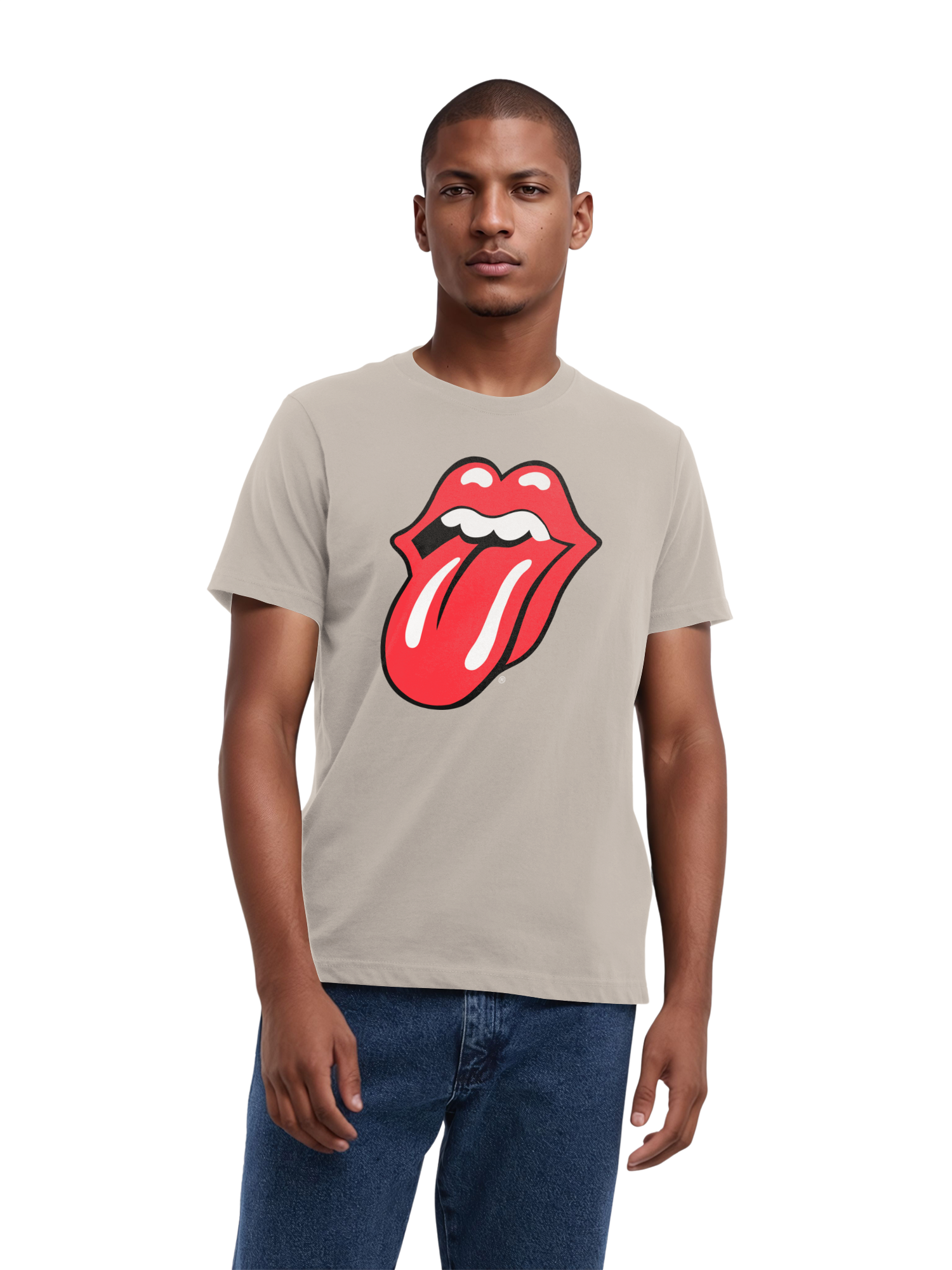 The Rolling Stones Classic Tongue Blk con Blanks verdaderos | Camiseta regular para hombres
