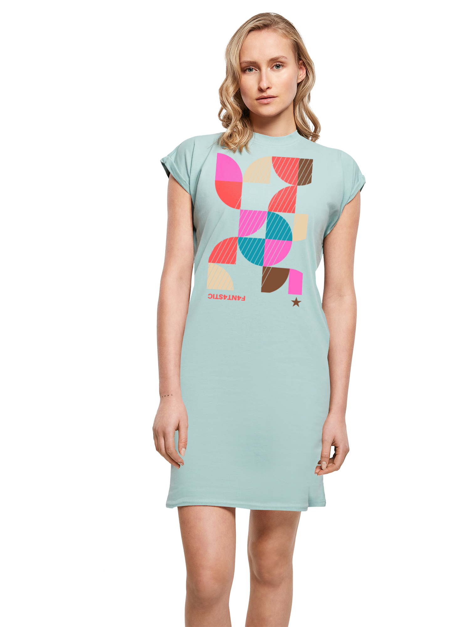 Abstrakt Damen Rollkragen T-Shirt Kleid