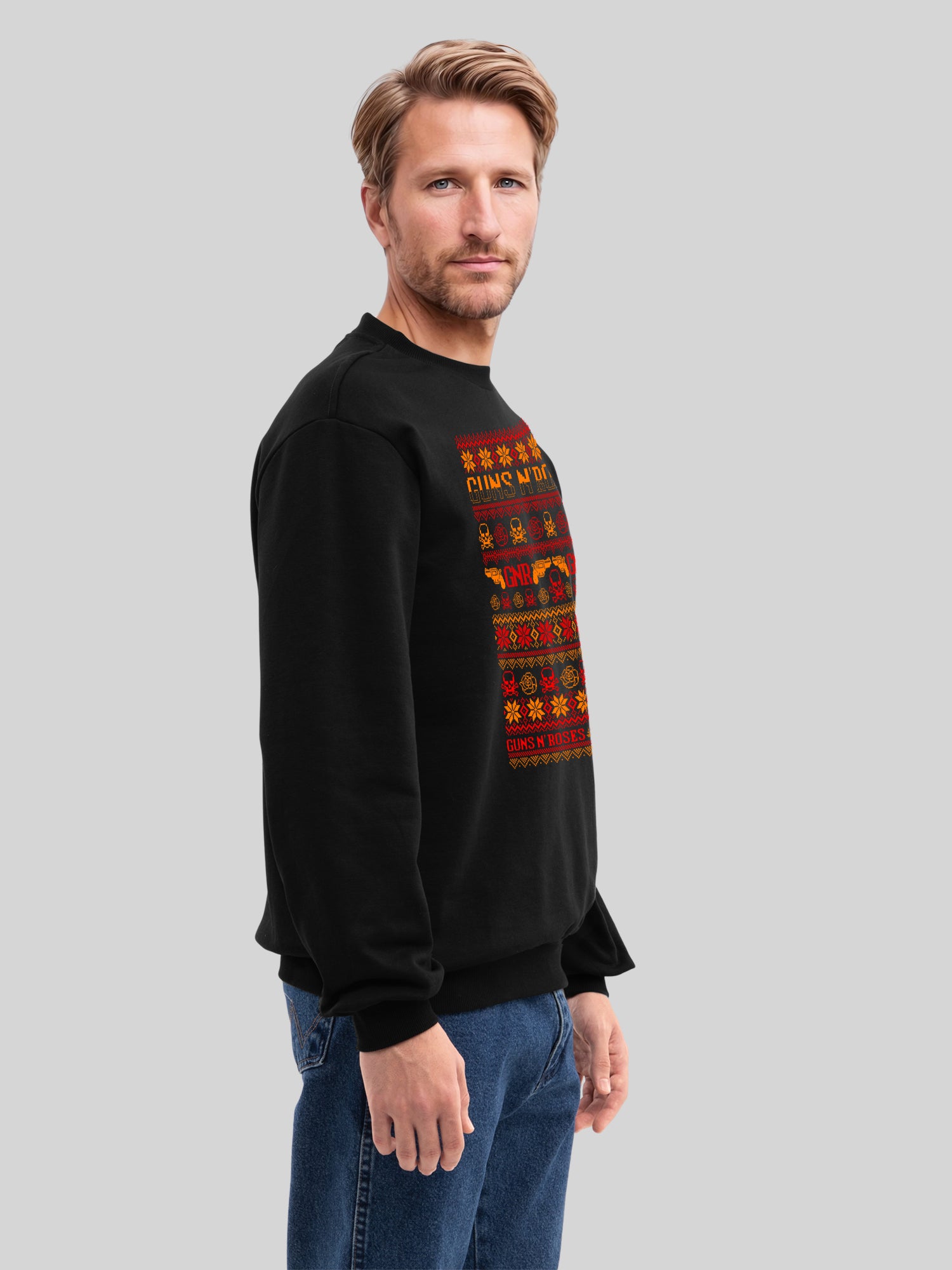 Guns And Roses Christmas with True Blanks | Mens Regular Sweater