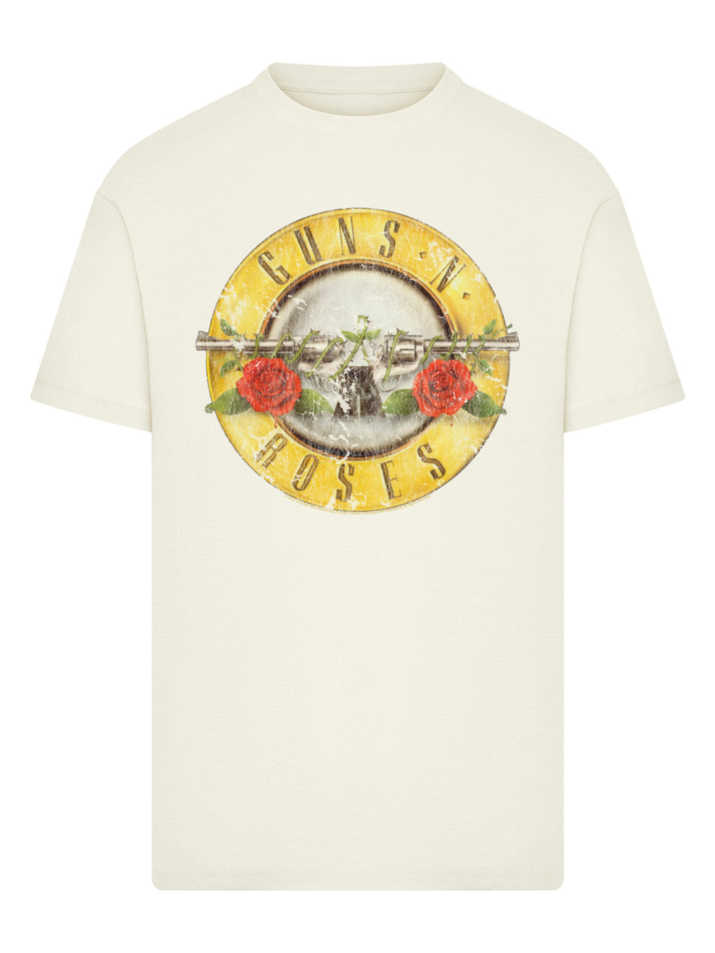 Camiseta redonda de la camiseta del logotipo de la bala de las pistolas 'n' rosas