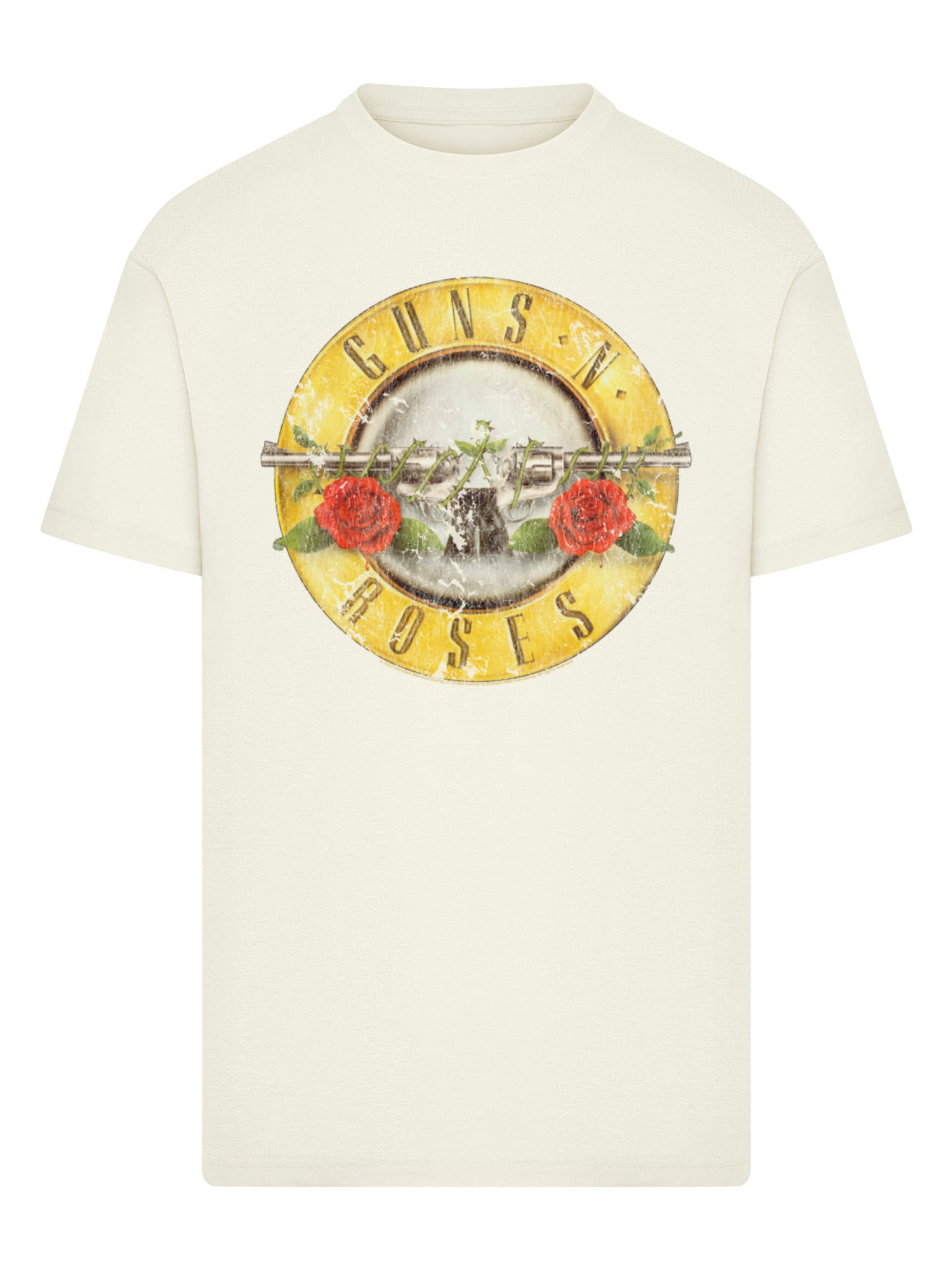 Camiseta redonda de la camiseta del logotipo de la bala de las pistolas 'n' rosas