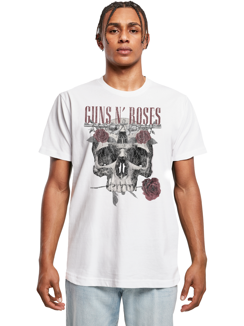 Guns N' Roses Roses Skull with T-Shirt Round Neck