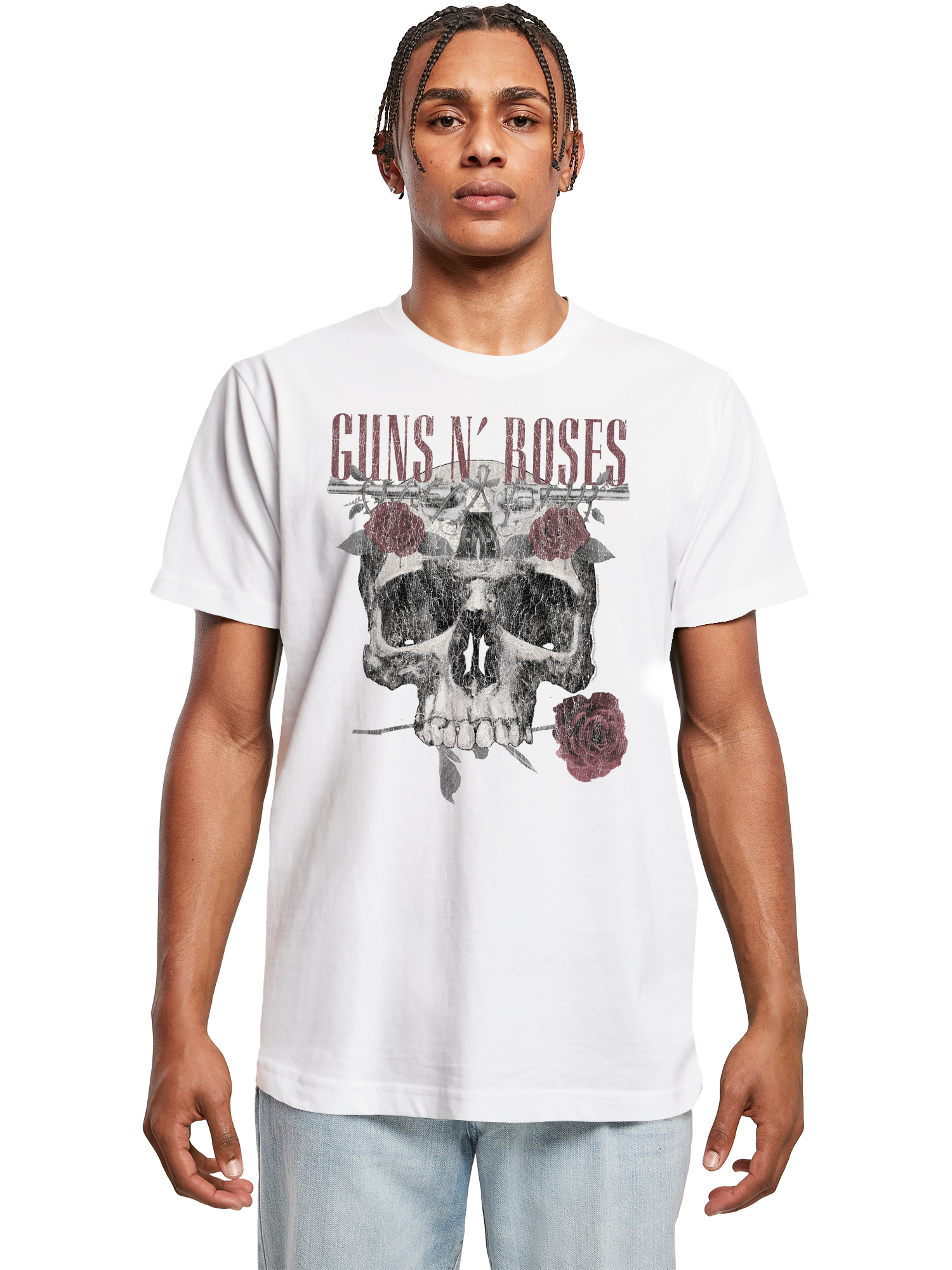 Guns N' Roses Roses Skull with T-Shirt Round Neck