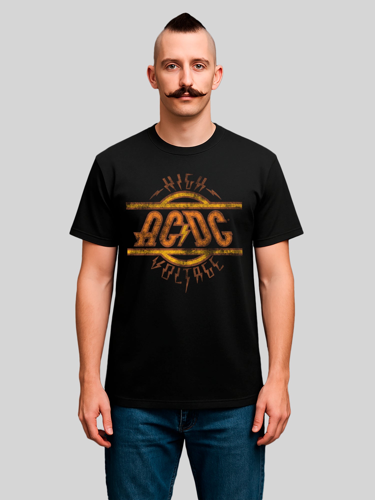 T-shirt organique pour hommes en difficulté à haute tension AC / DC