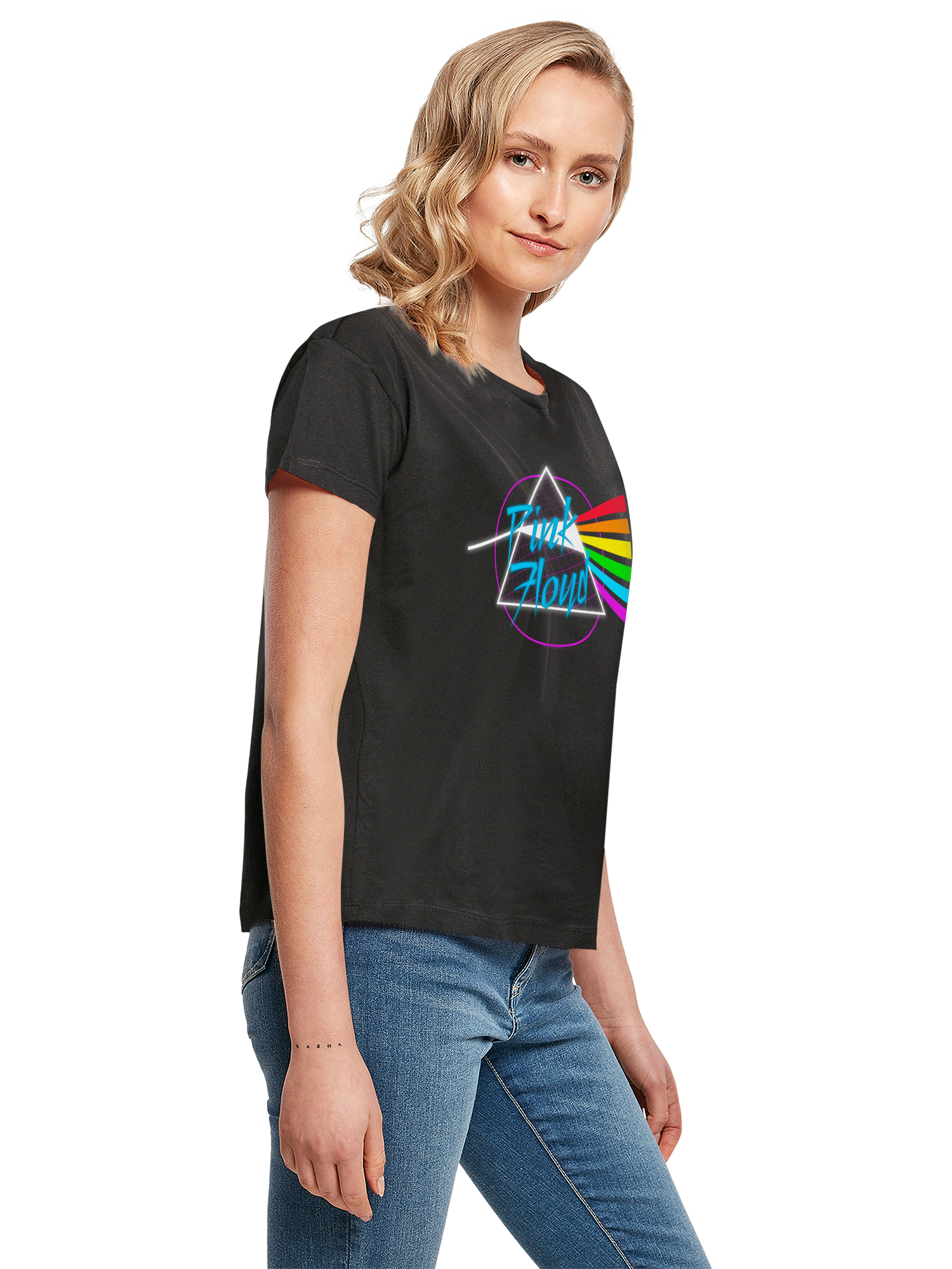 Pink Floyd Neon Dark Side With Ladies Box Tee