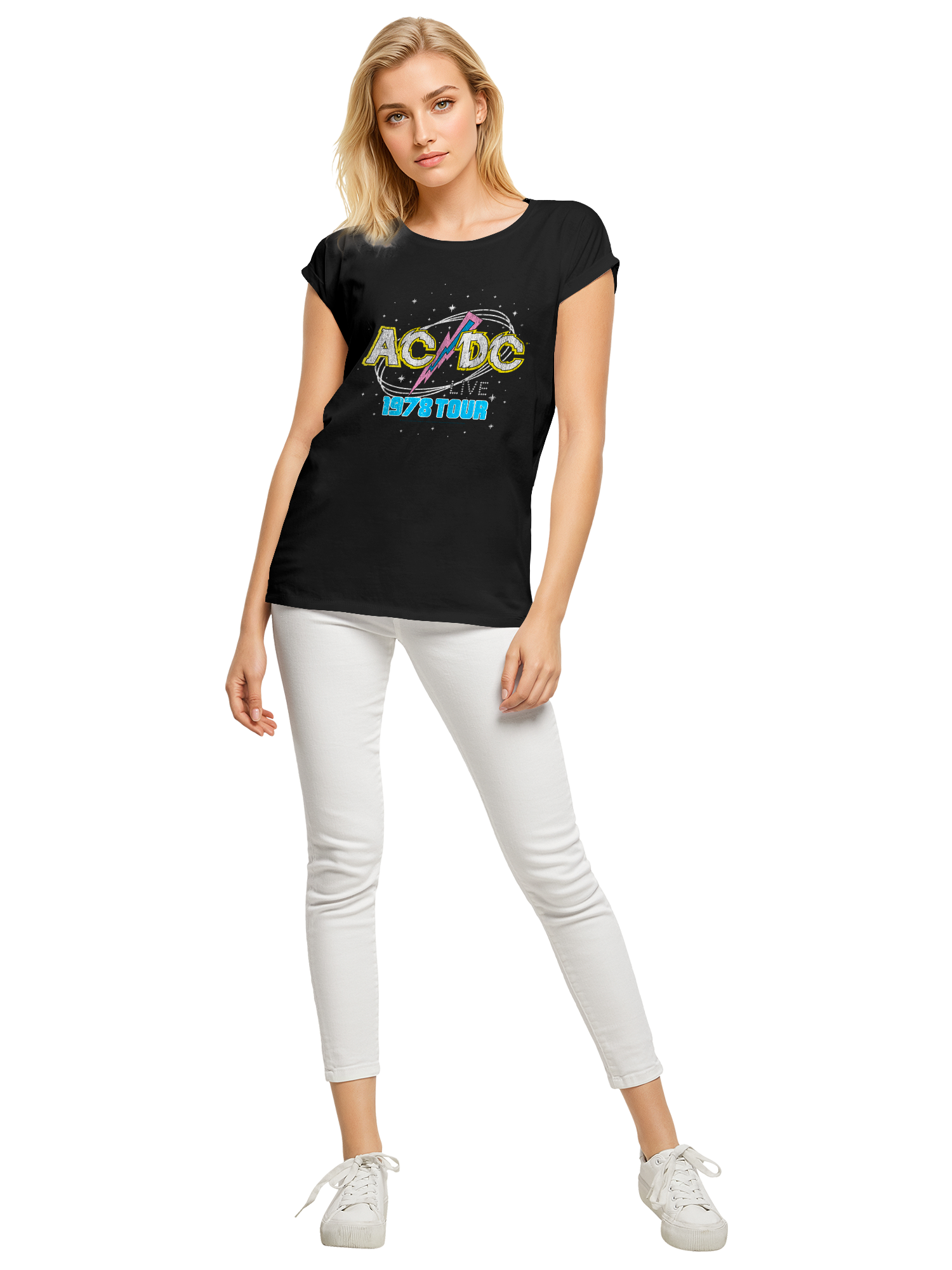 ACDC 1981 Visite en direct avec des dames étendus