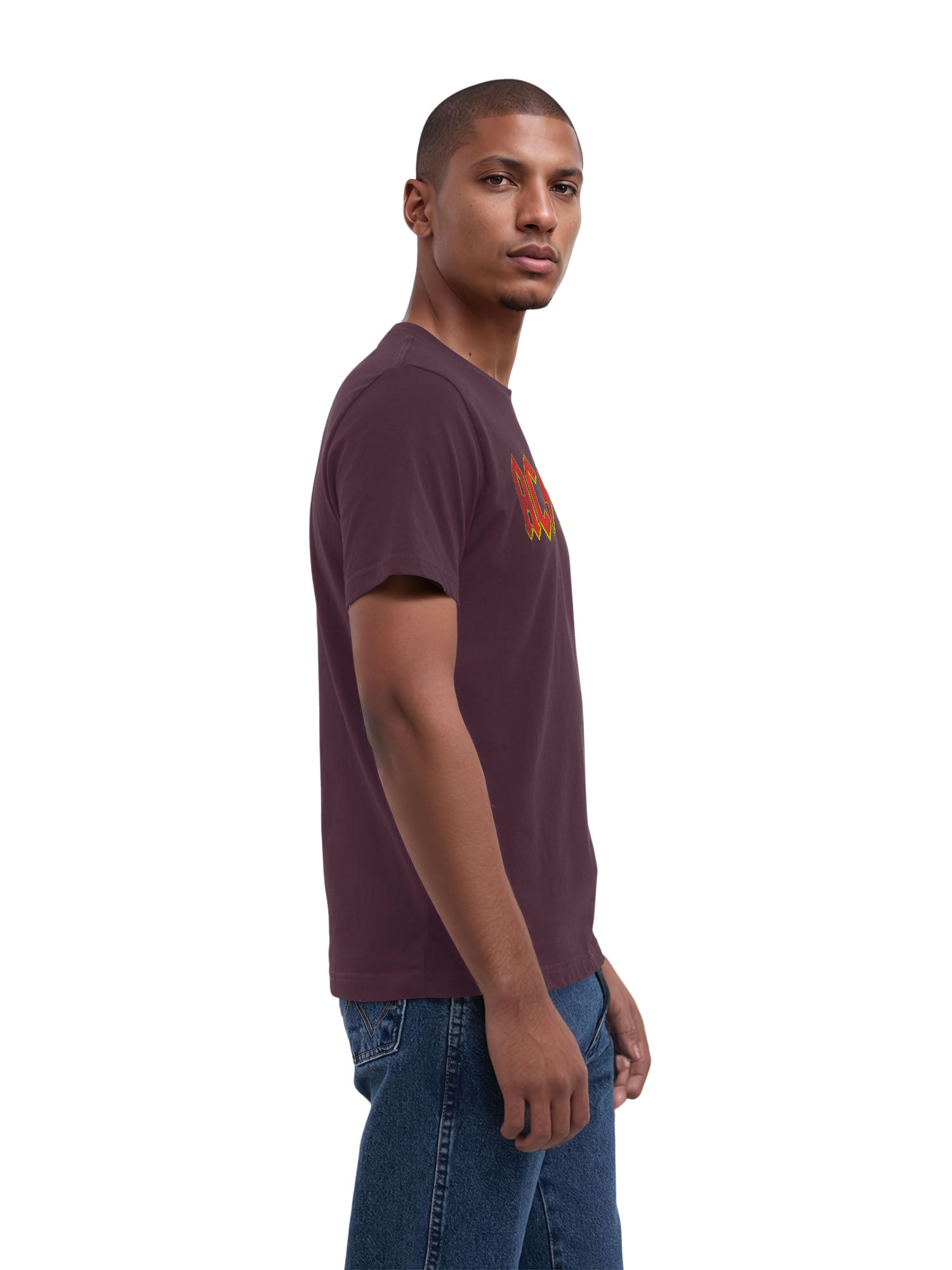 T-shirt organique masculin de logo rouge en détresse AC / DC