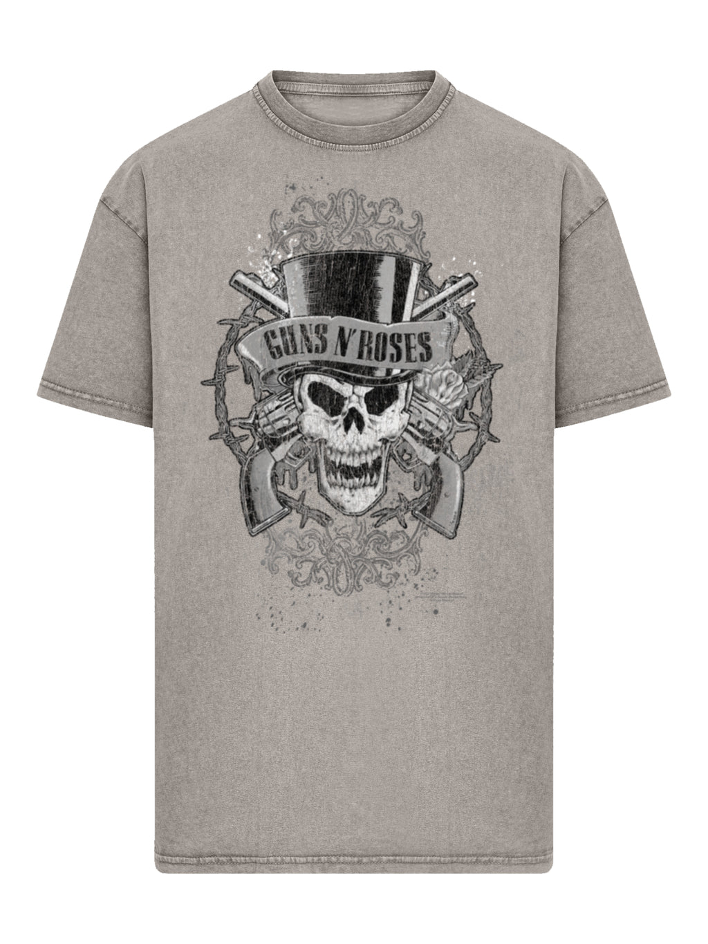 Skull fané des armes à feu | T-shirt surdimensionné lourd