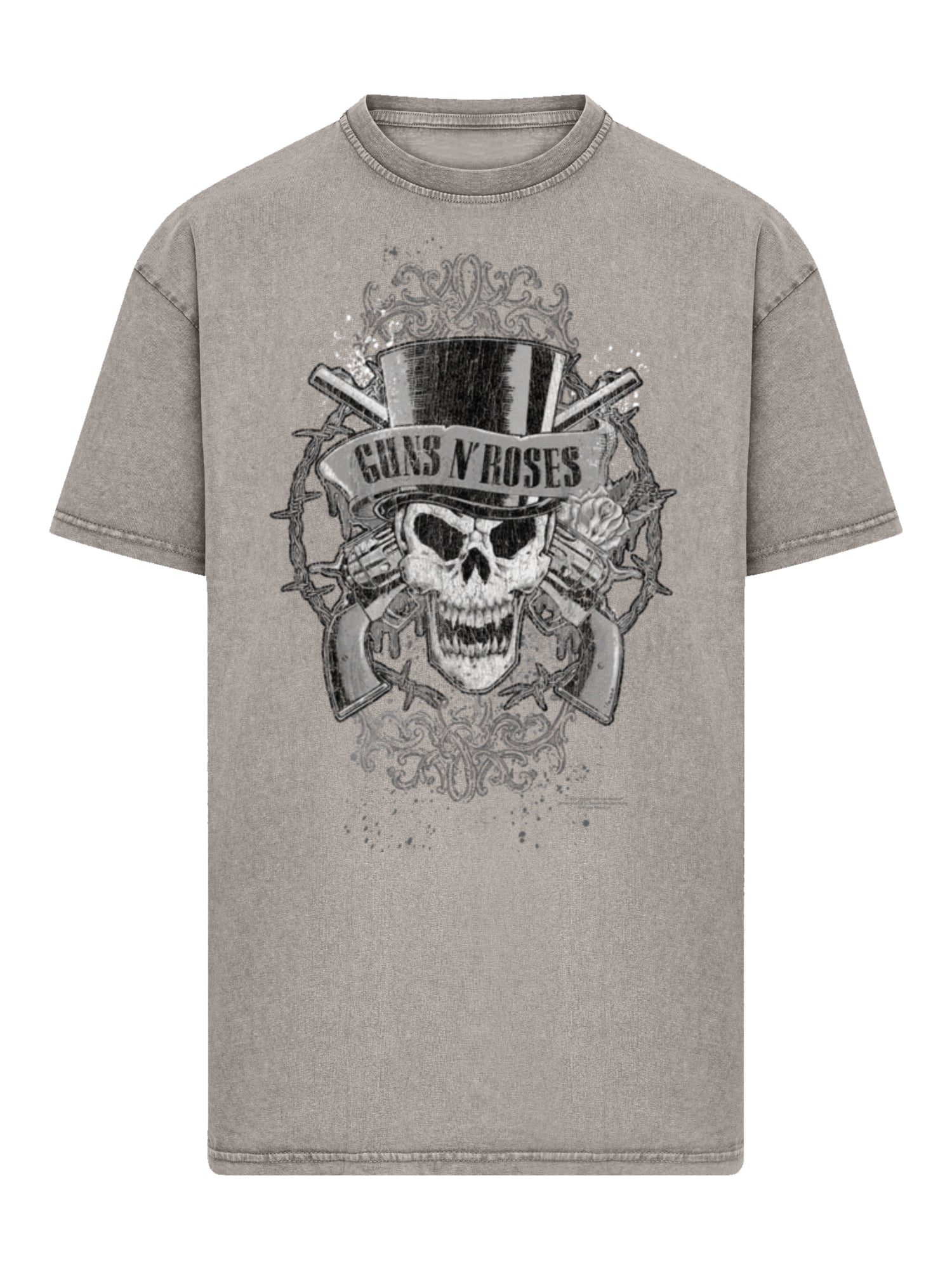Skull fané des armes à feu | T-shirt surdimensionné lourd
