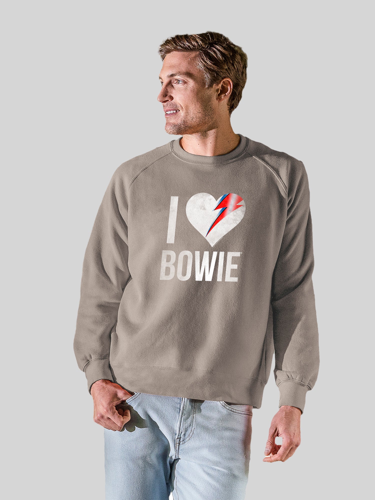 David Bowie Amo a Bowie con la tripulación vintage de raglán de lana