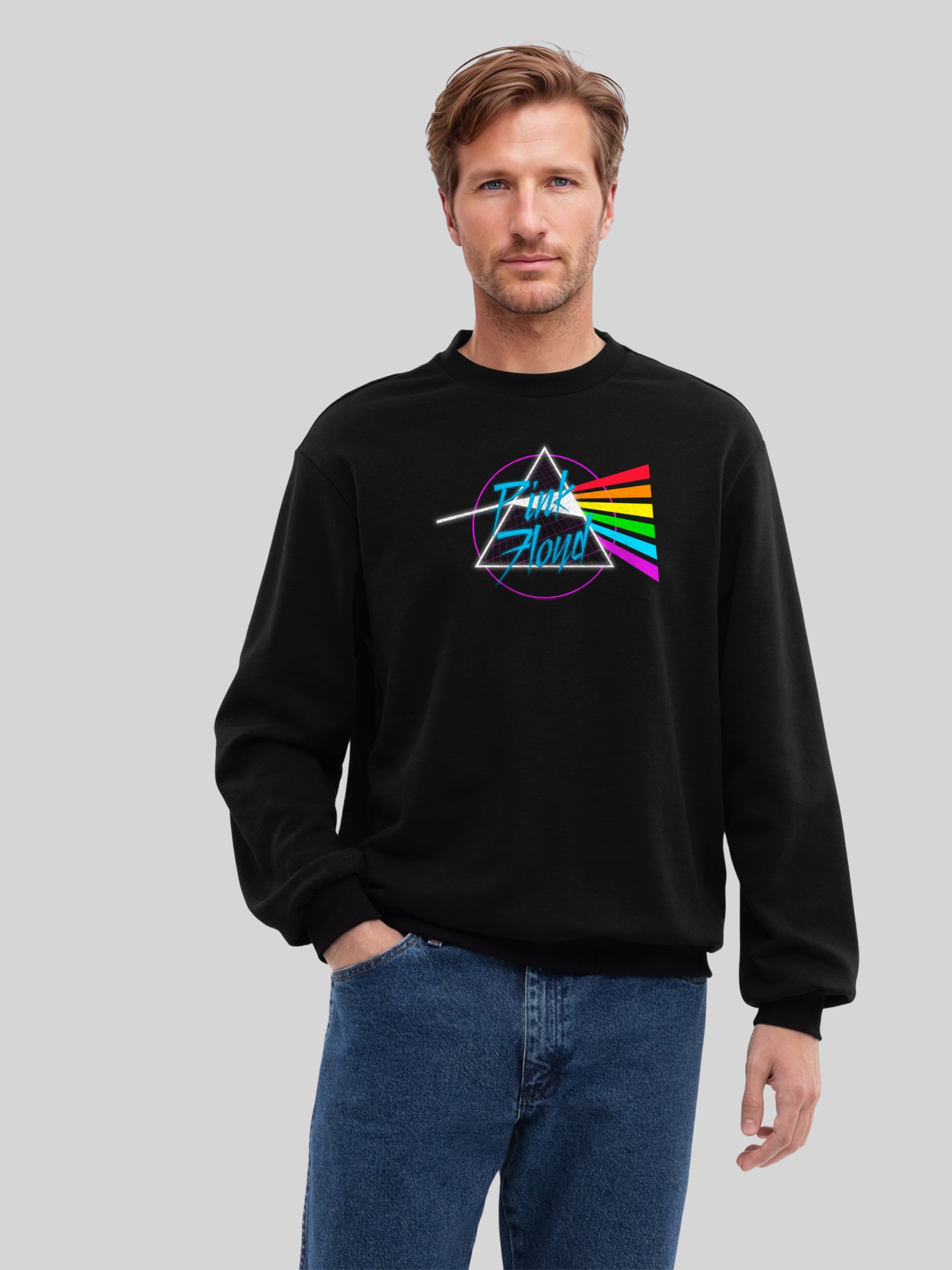 Pink Floyd Neon Dark Side with True Blanks | Mens Regular Sweater