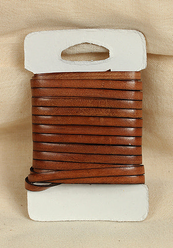 Bossed Braided Strap Full-Grain Leather 5m Brown