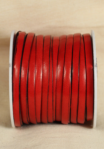 Bossed Braided Strap Full-Grain Leather 25m Red