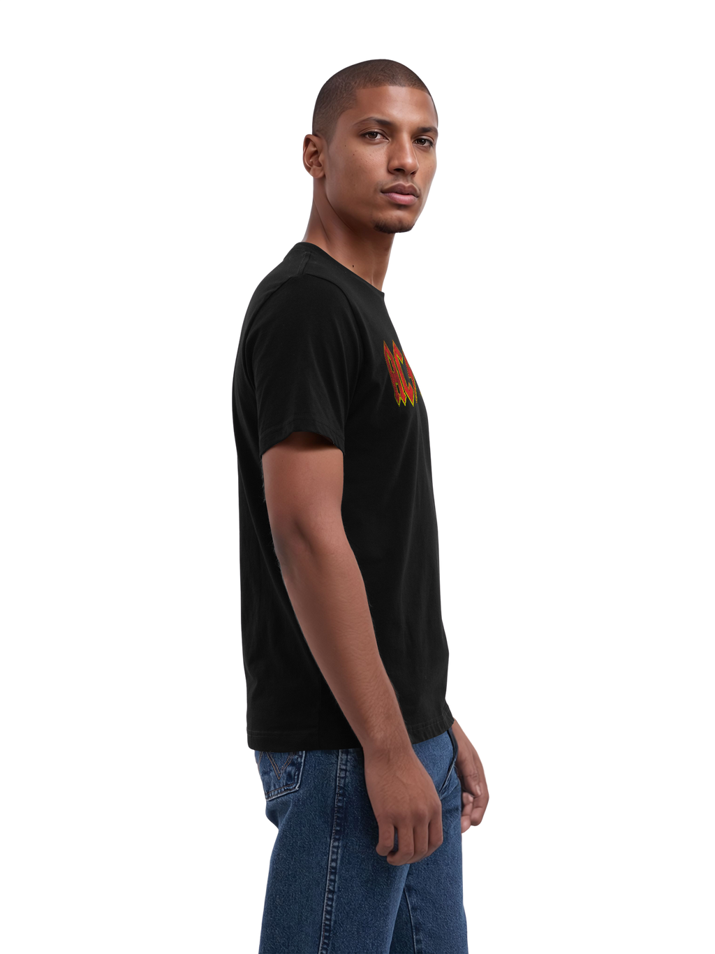 T-shirt organique masculin de logo rouge en détresse AC / DC