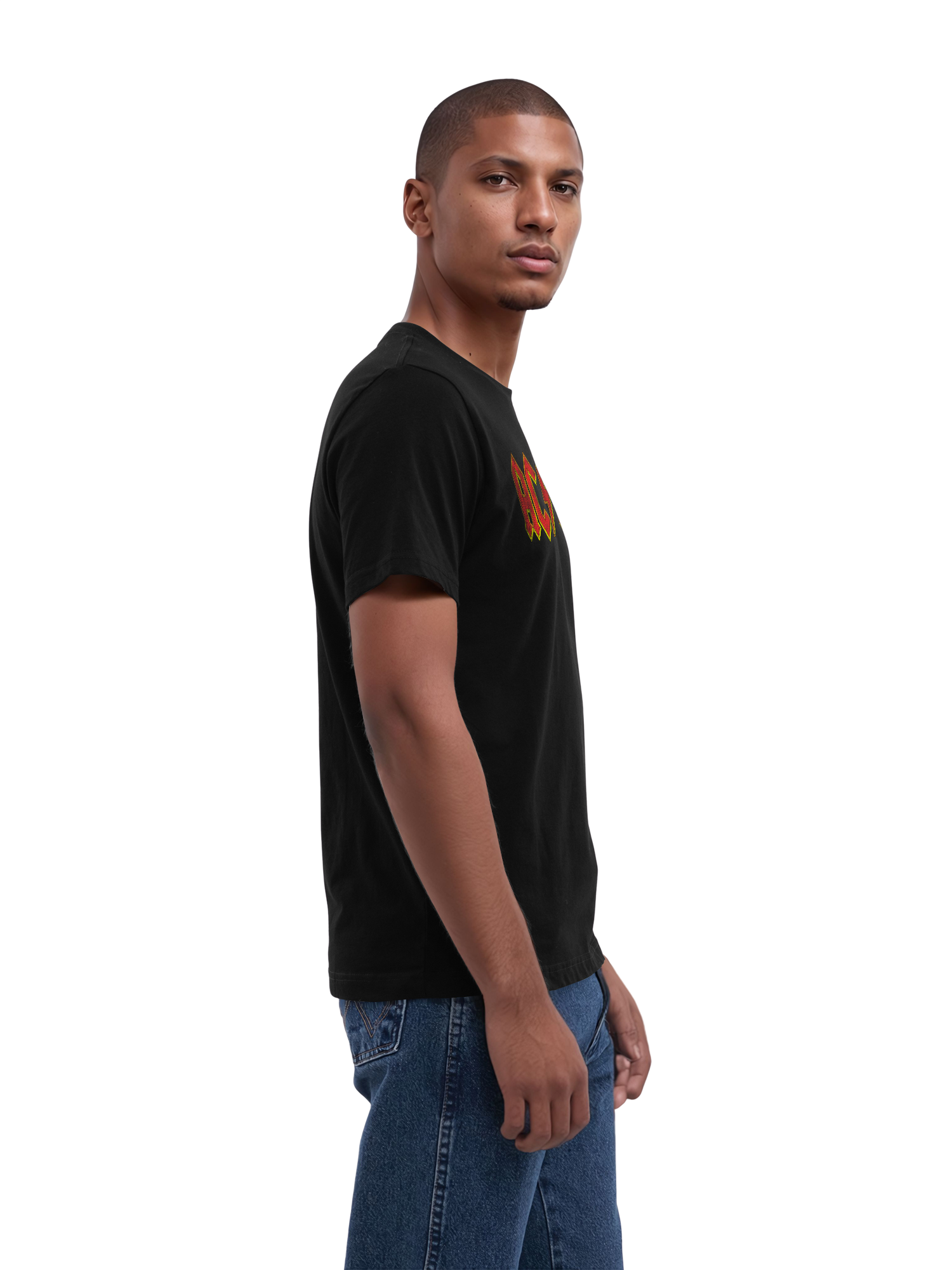 T-shirt organique masculin de logo rouge en détresse AC / DC