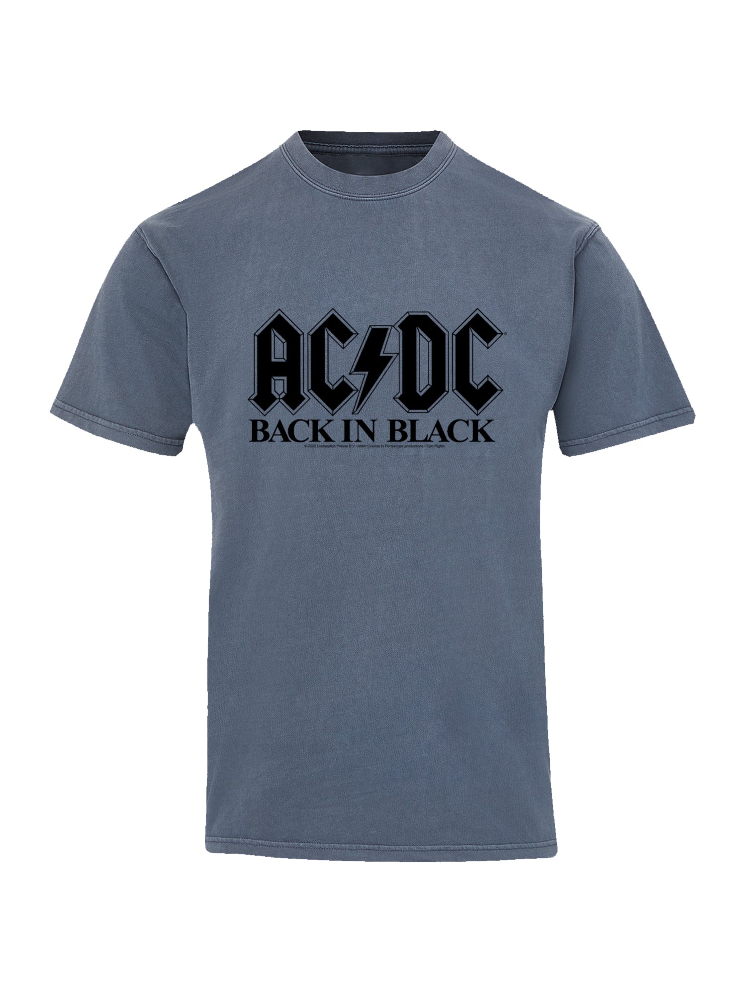 ACDC de regreso en logotipo negro con camiseta de color costero