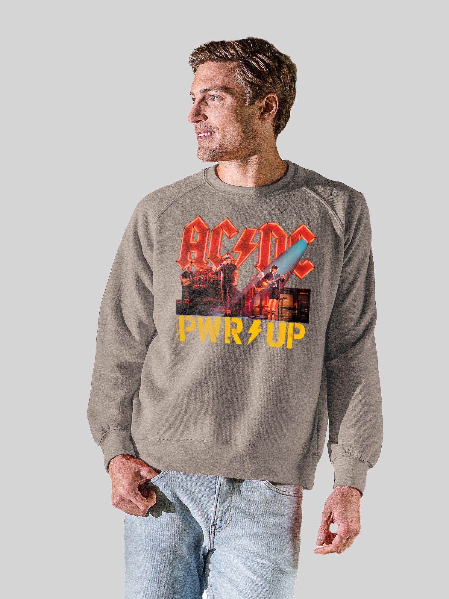 AC/DC PWRUP Stage Lights with Vintage Fleece Raglan Crew – Burgschneider