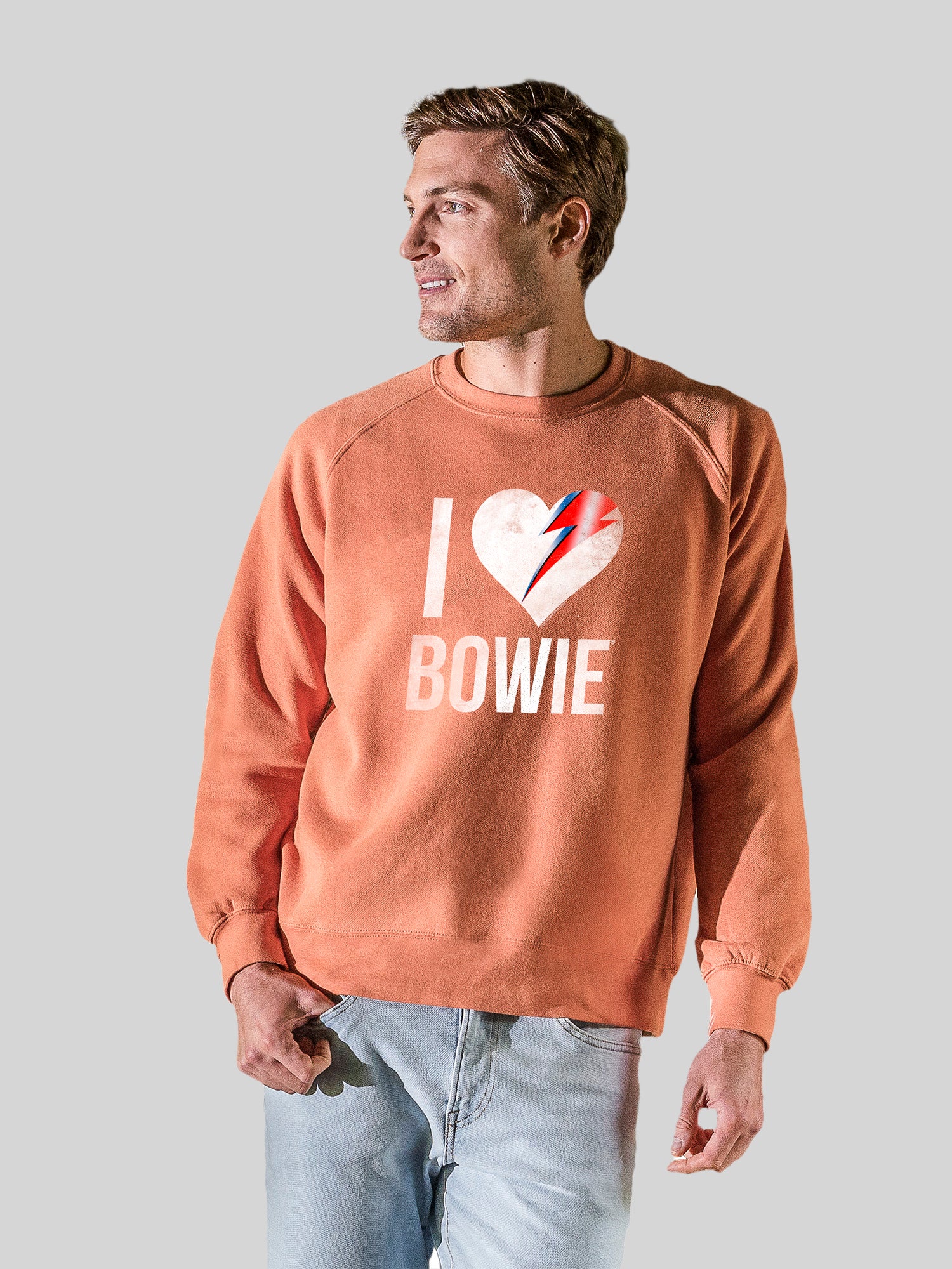 David Bowie j'aime Bowie avec l'équipage de la toison vintage Raglan