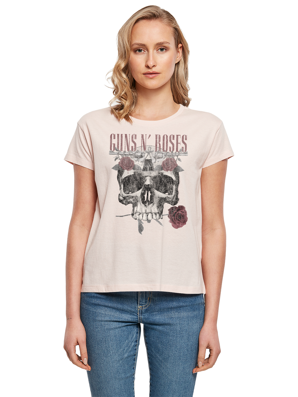 Guns N 'Roses Roses Calavera con camiseta de caja de damas