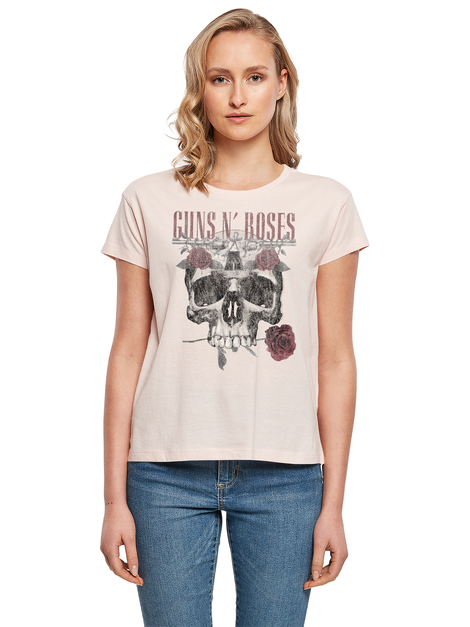 Guns N 'Roses Roses Calavera con camiseta de caja de damas