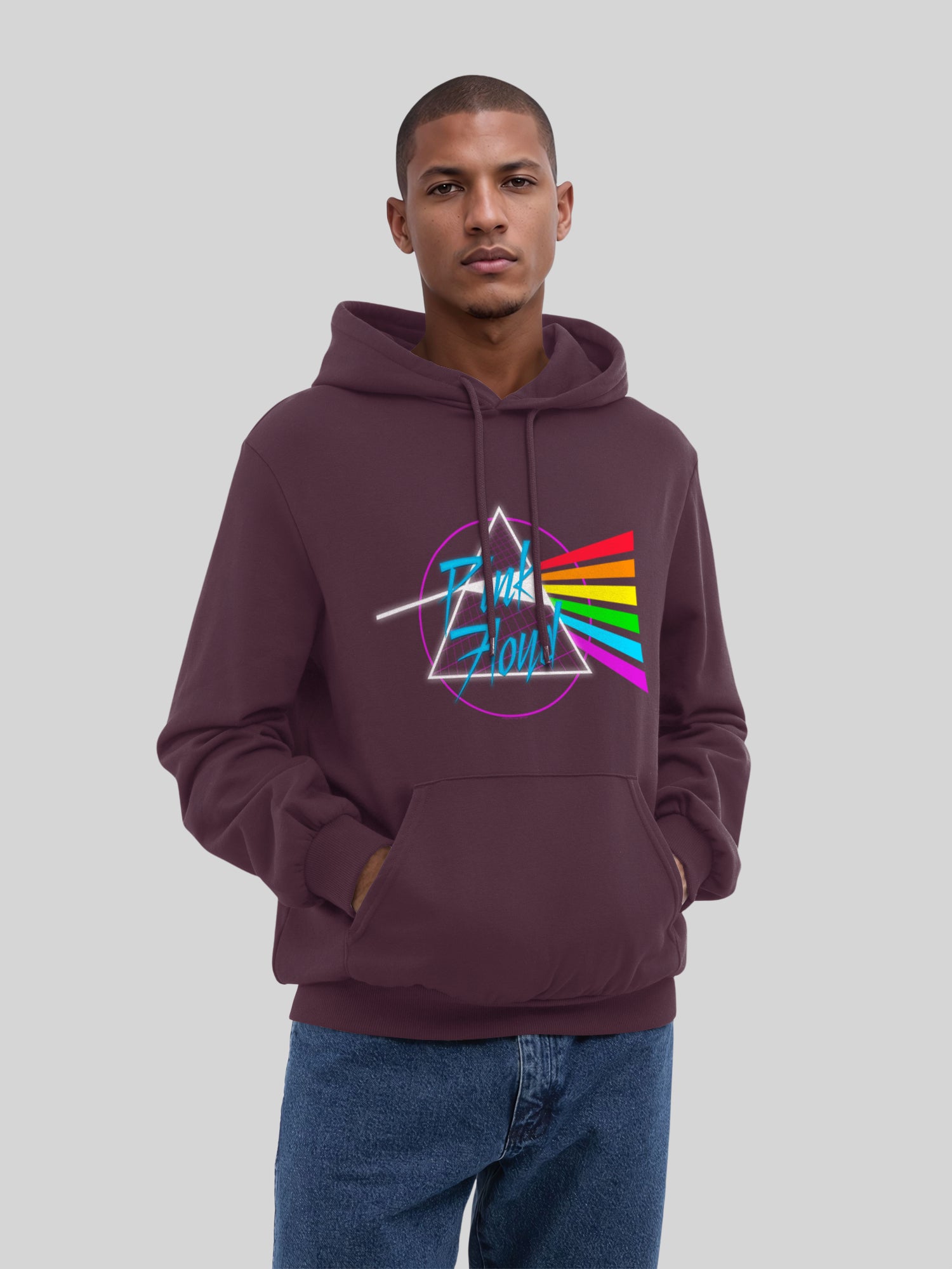 Pink Floyd Neon Dark Side con Blanks verdaderos | Sudadera con capucha regular para hombres