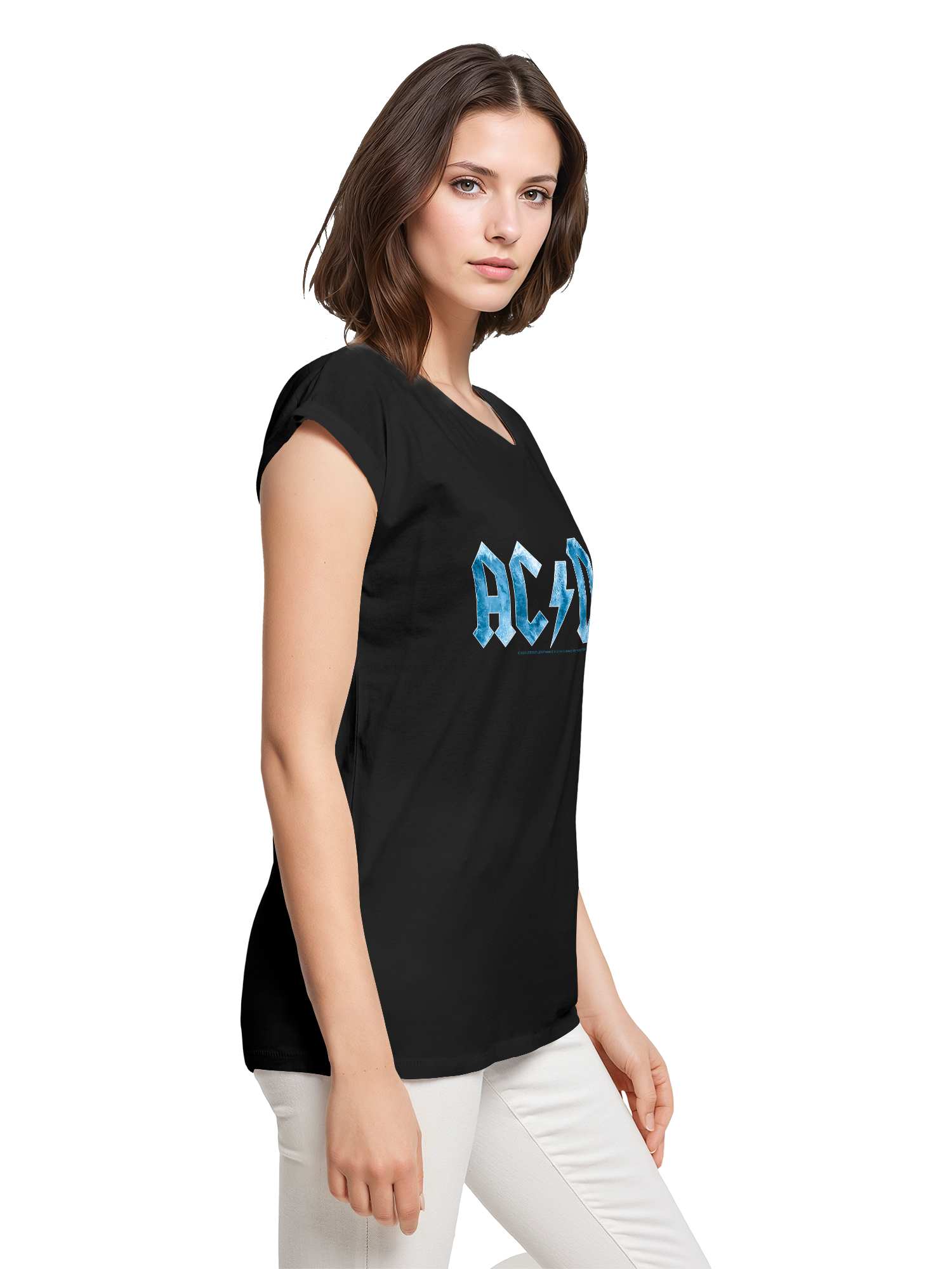 ACDC Blue Ice Logo Mesdames Tee étendu à l'épaule
