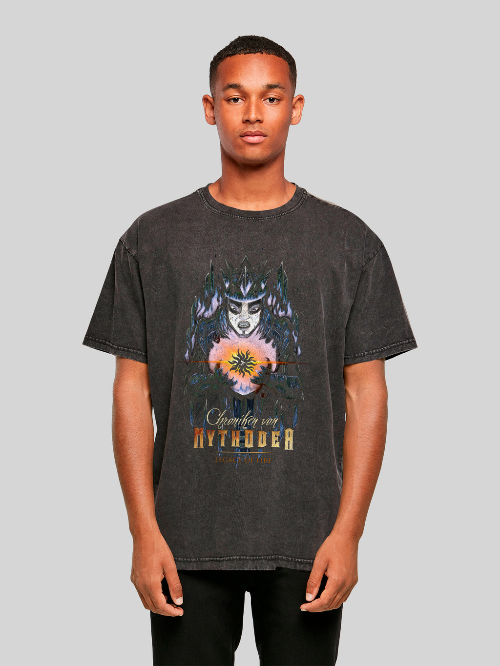 Chronicles of Mythodea 2025 Muted and logo and Burgschneider Wht with Acid Washed Heavy Oversize Tee