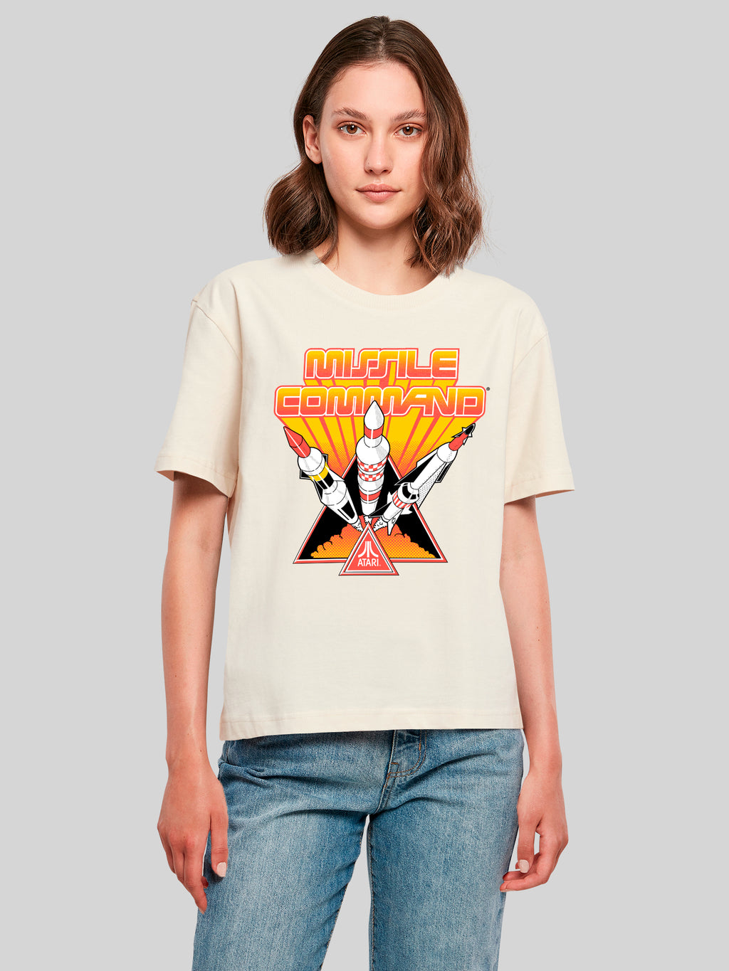 Missile Command Triple Shot Atari Retro Gaming with Ladies Everyday Tee