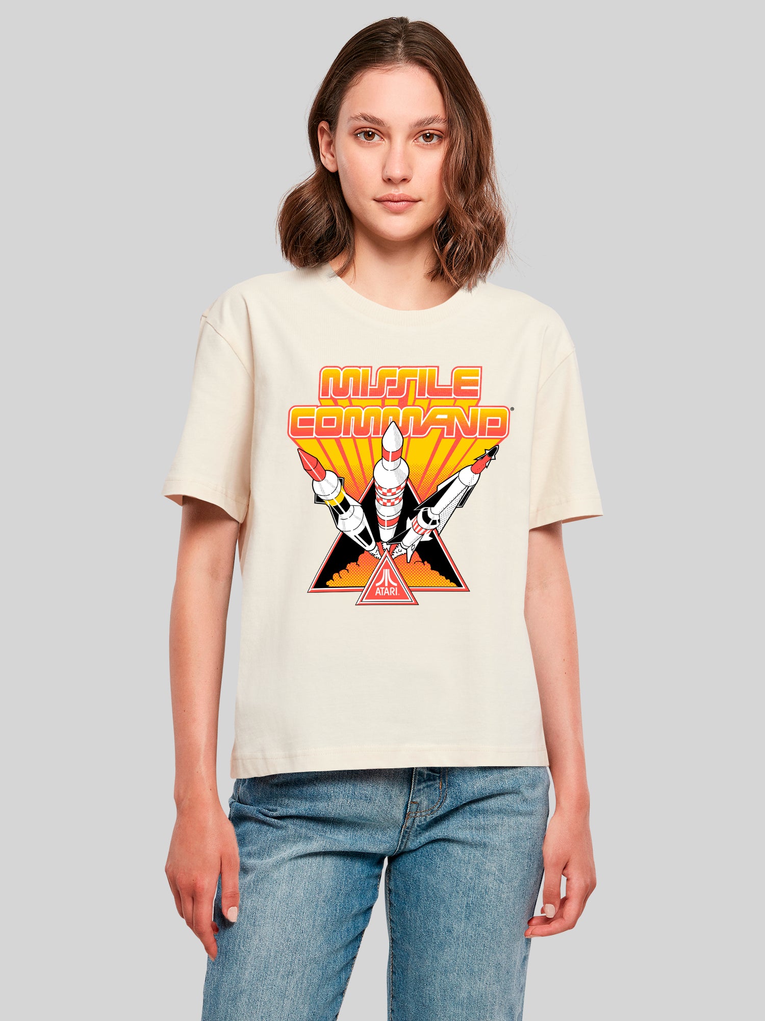 Missile Command Triple Shot Atari Retro Gaming with Ladies Everyday Tee