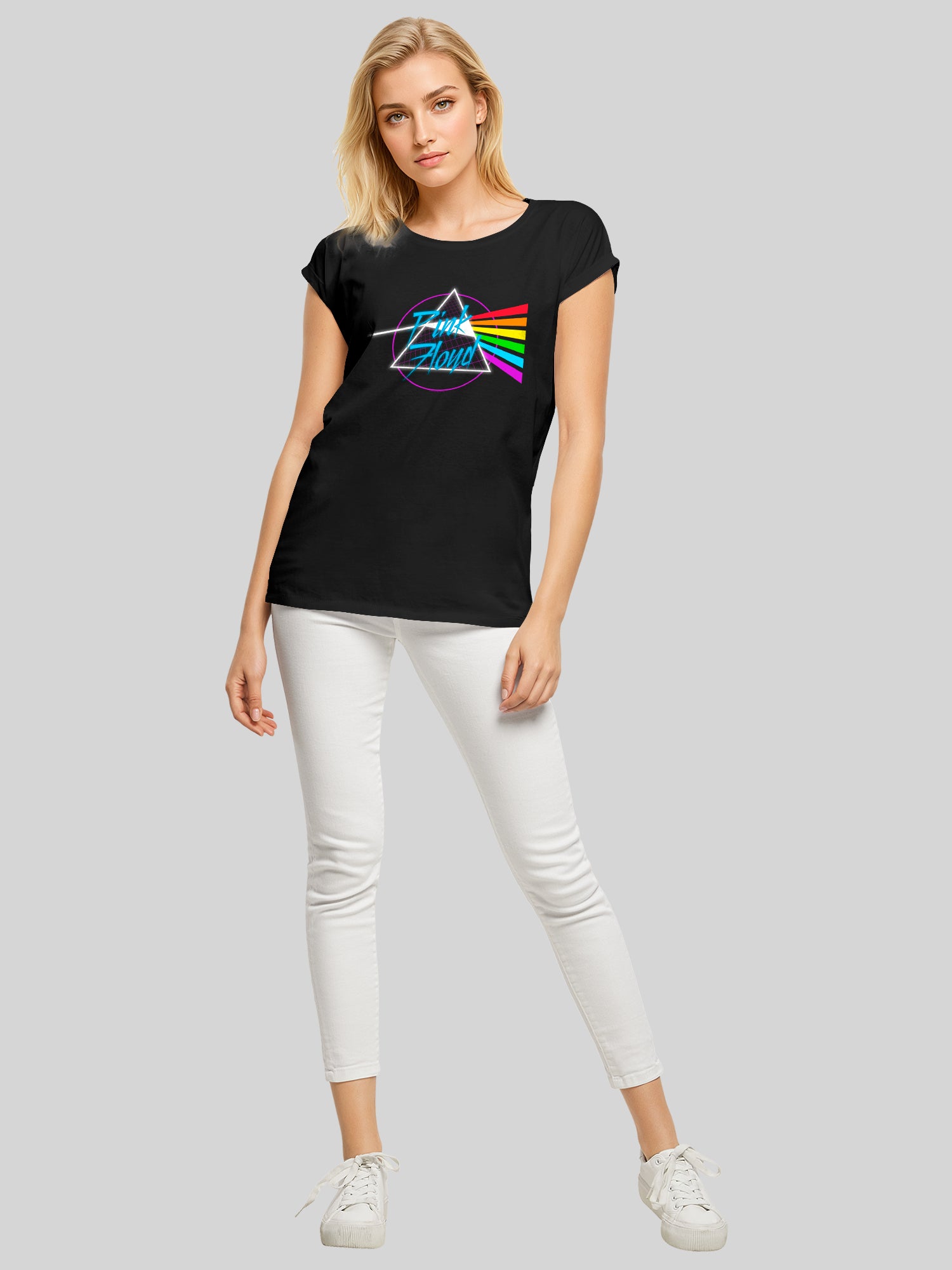 Pink Floyd Neon Dark Ladies Damas Extended Shoulder Tee
