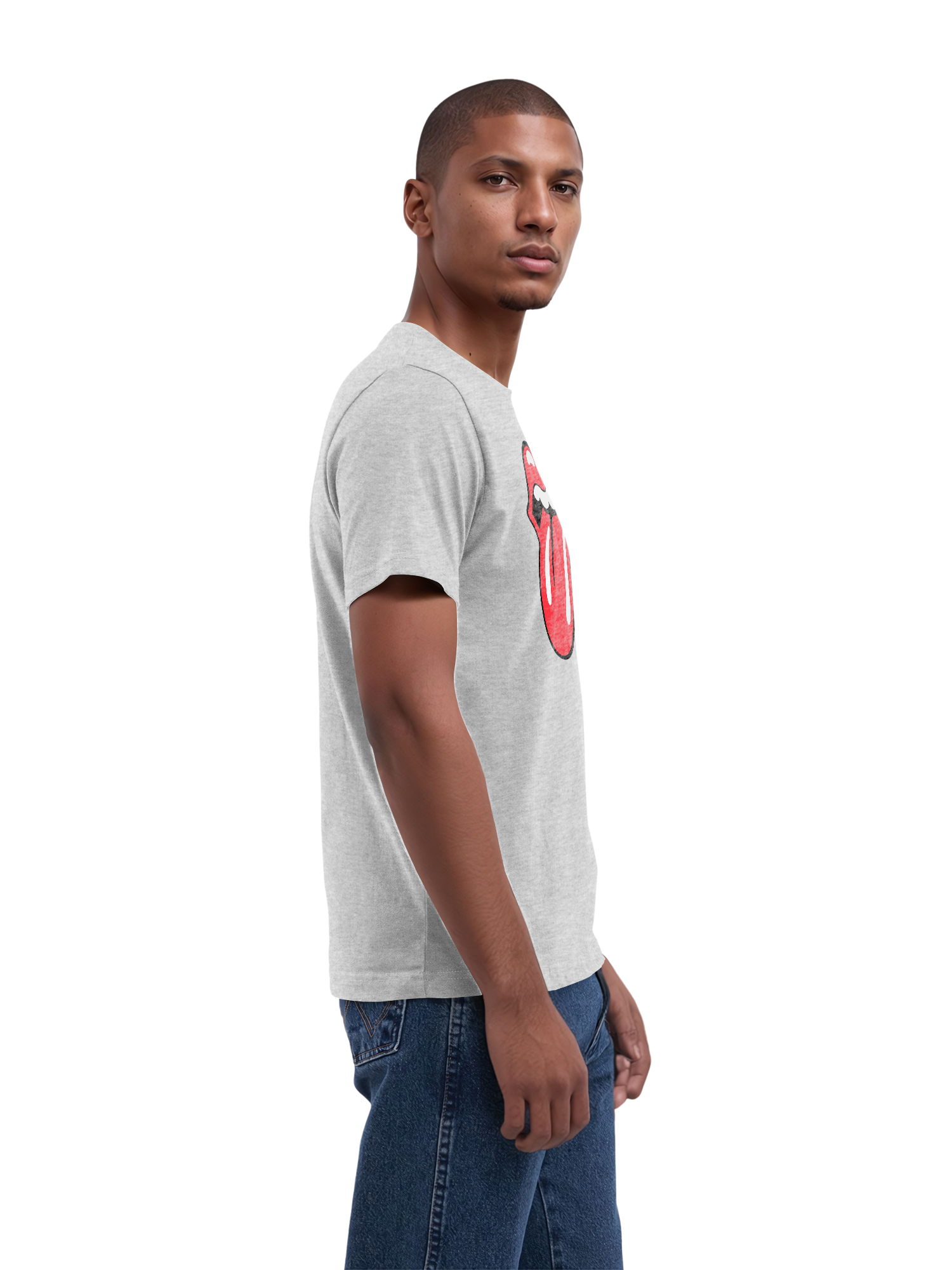 The Rolling Stones Classic Tongue Blk con Blanks verdaderos | Camiseta regular para hombres