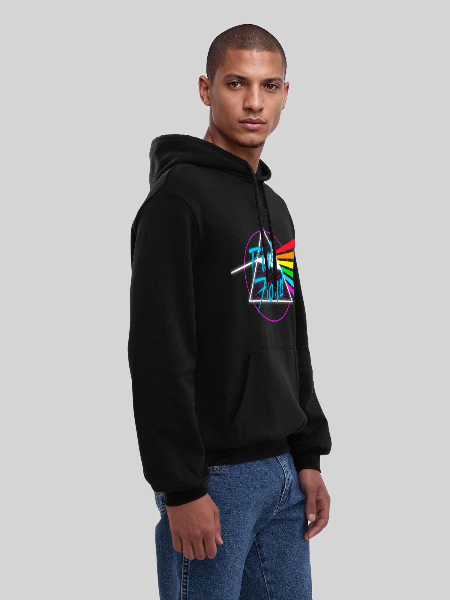 Pink Floyd Neon Dark Side con Blanks verdaderos | Sudadera con capucha regular para hombres